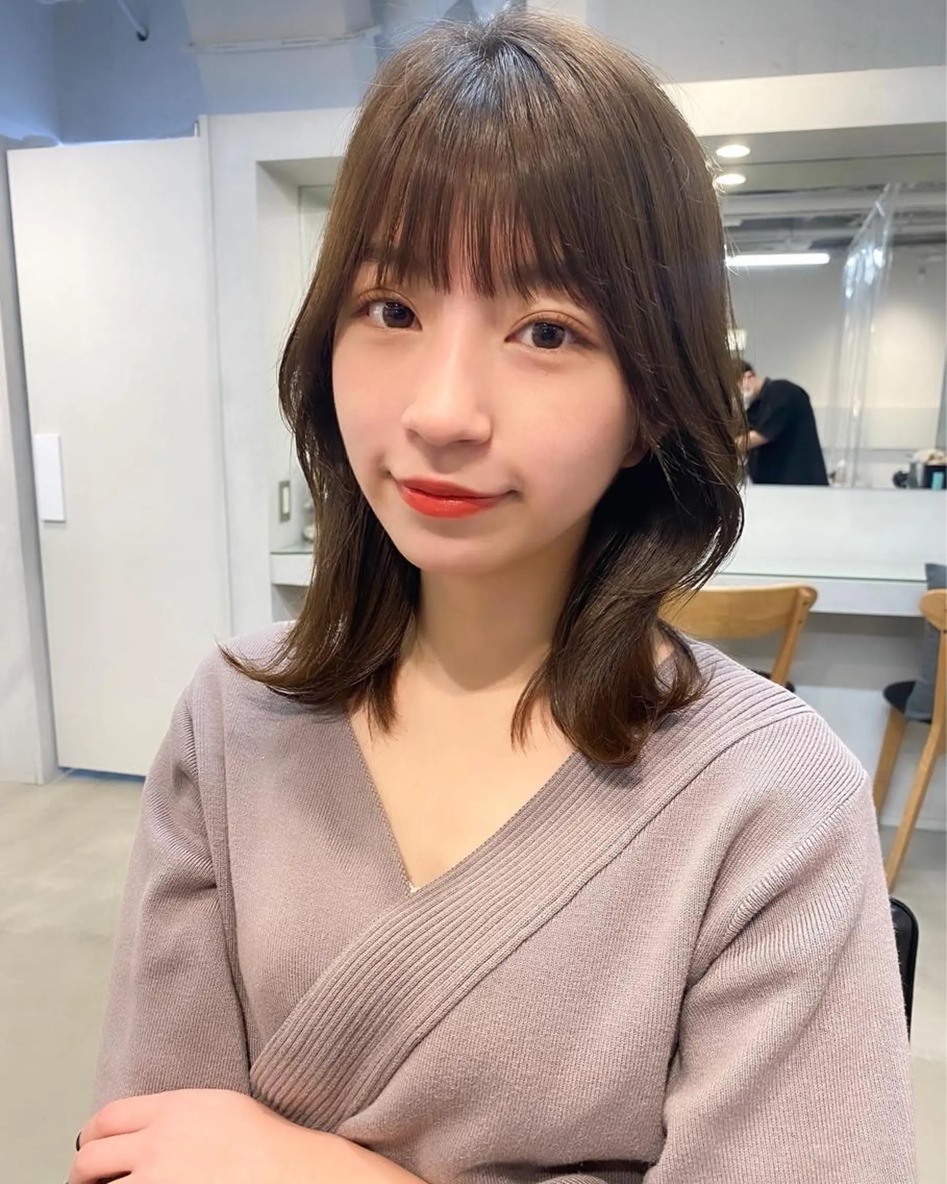 ミディアム パーマ ミディアムパーマ くびれヘア 韓国風ヘア カット ヘアカラー パーマ トリートメント レイヤーカットのプロ 大人ヘア宮森貴志のヘアスタイル