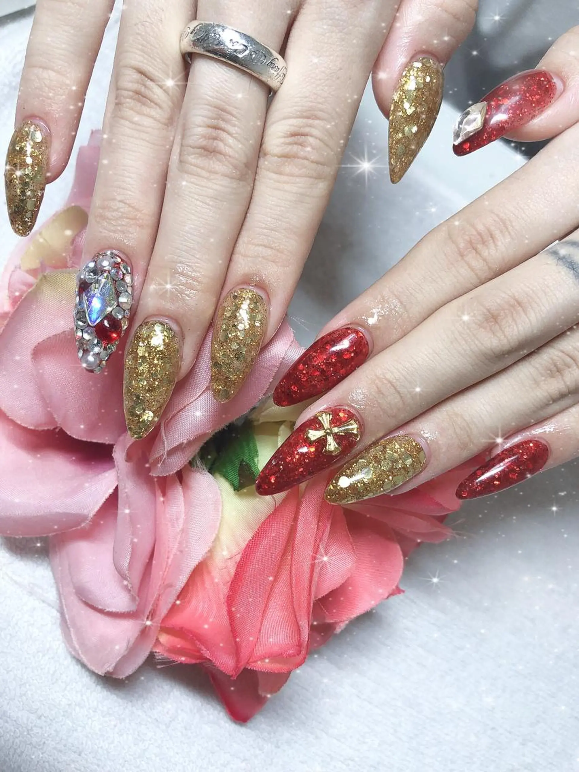 ミディアム ネイル ハンドネイル 《LB》ラブリエ Nail&eyeのマツエク・マツパデザイン