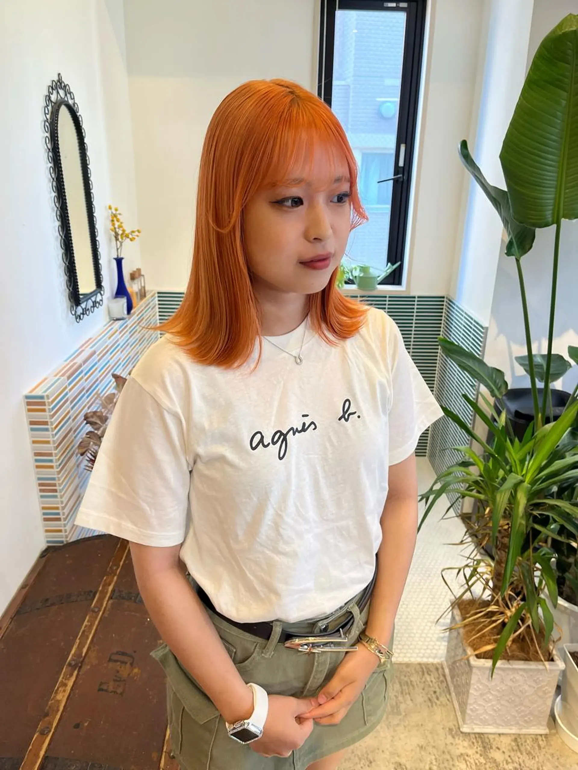 ミディアム カラー ブリーチ ヘアカラー トリートメント 🩷ハイトーン透明感 レイヤー🩷ユリカのヘアスタイル