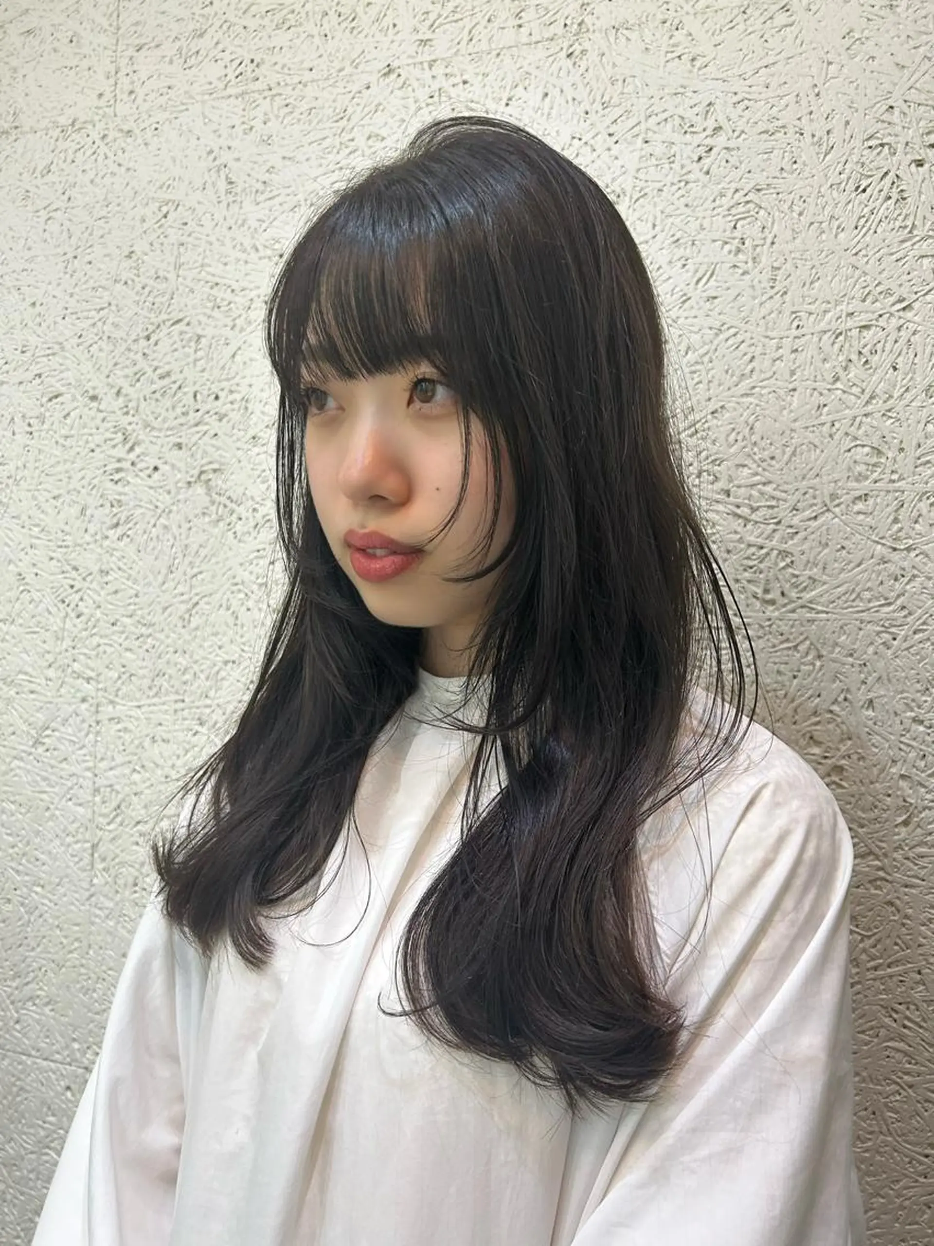 ロング カラー 黒髪 グレーブラック 韓国風ヘア SHINDO MIYUのヘアスタイル