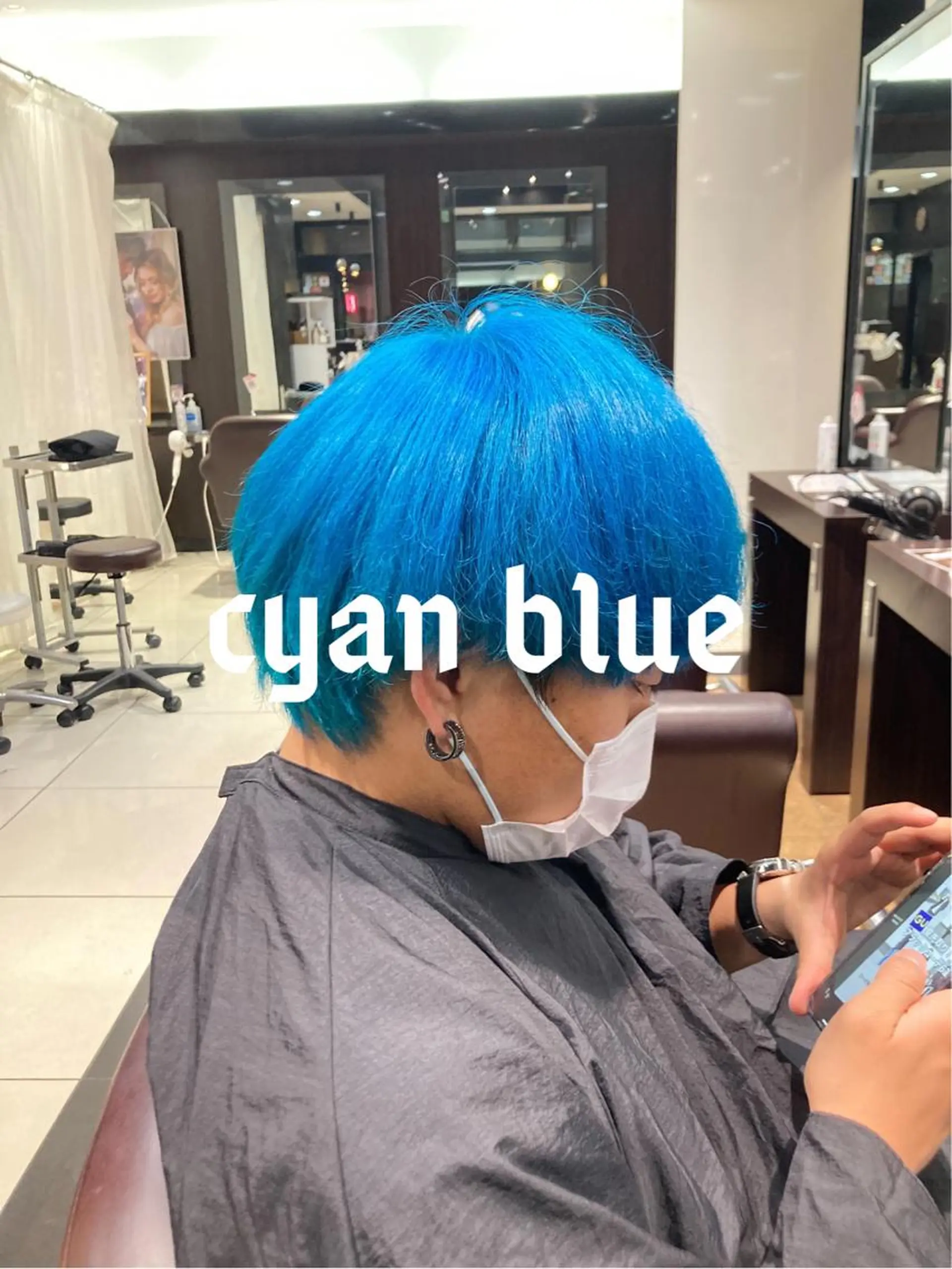 ショート カラー ブルーカラー ヘアカラー 🥇メンズパーマ /縮毛矯正/木村神心のヘアスタイル
