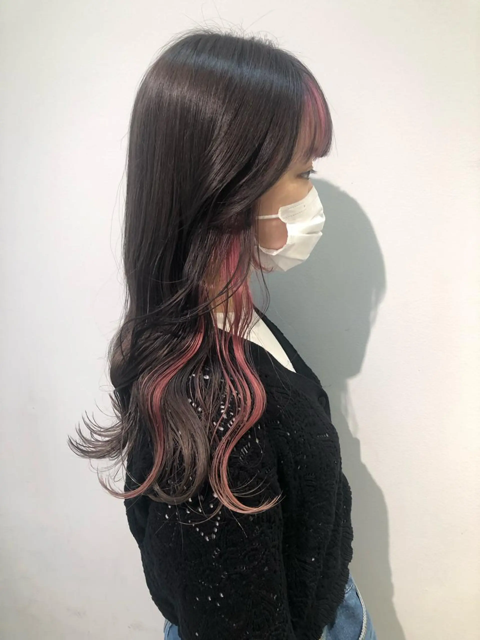 セミロング カラー ピンクカラー ヘアカラー レイヤー/お顔まわり 暖色カラー🍑Amiのヘアスタイル