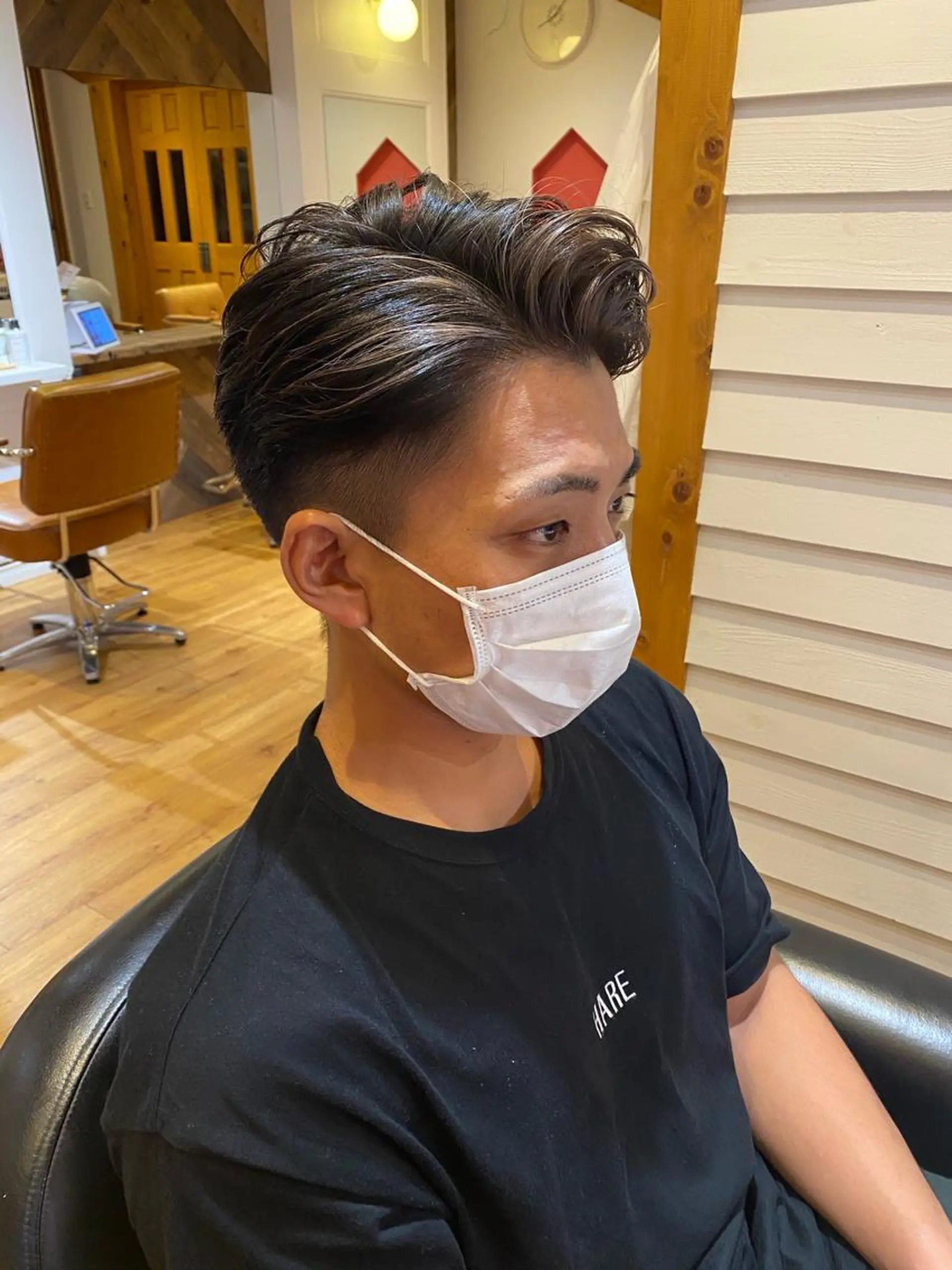 ショート カラー メンズ メンズハイライト ミストバング  フェイスフレーミング ハイライトカラー ハイライト カット ヘアカラー AVANCE.難波 店長 松元のヘアスタイル