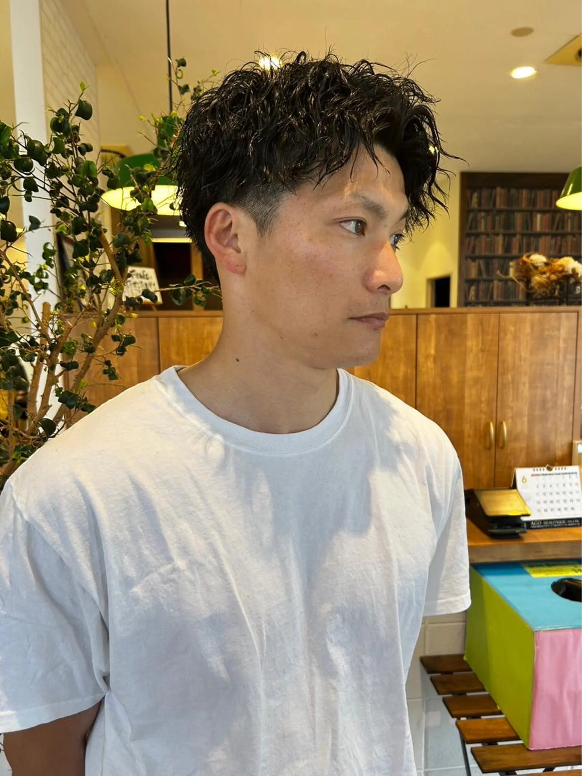 ショート カラー パーマ ヘアアレンジ メンズ ボウズ メンズパーマ ツイストスパイラルパーマ スパイラルパーマ ❣️倉敷❣️美髪 カラー能登一成のヘアスタイル