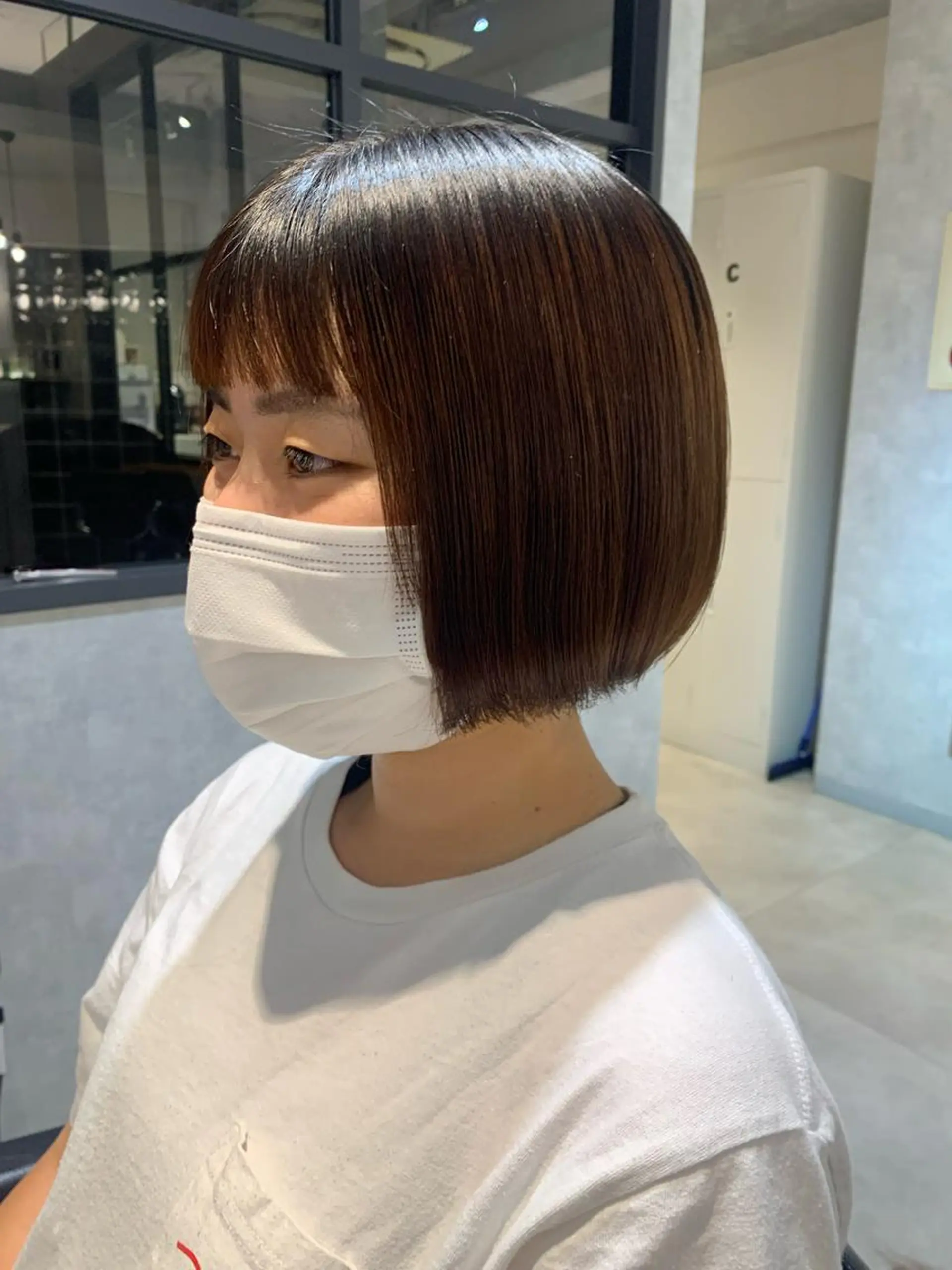 ショート ボブ オン眉 カット クレハ :)のヘアスタイル