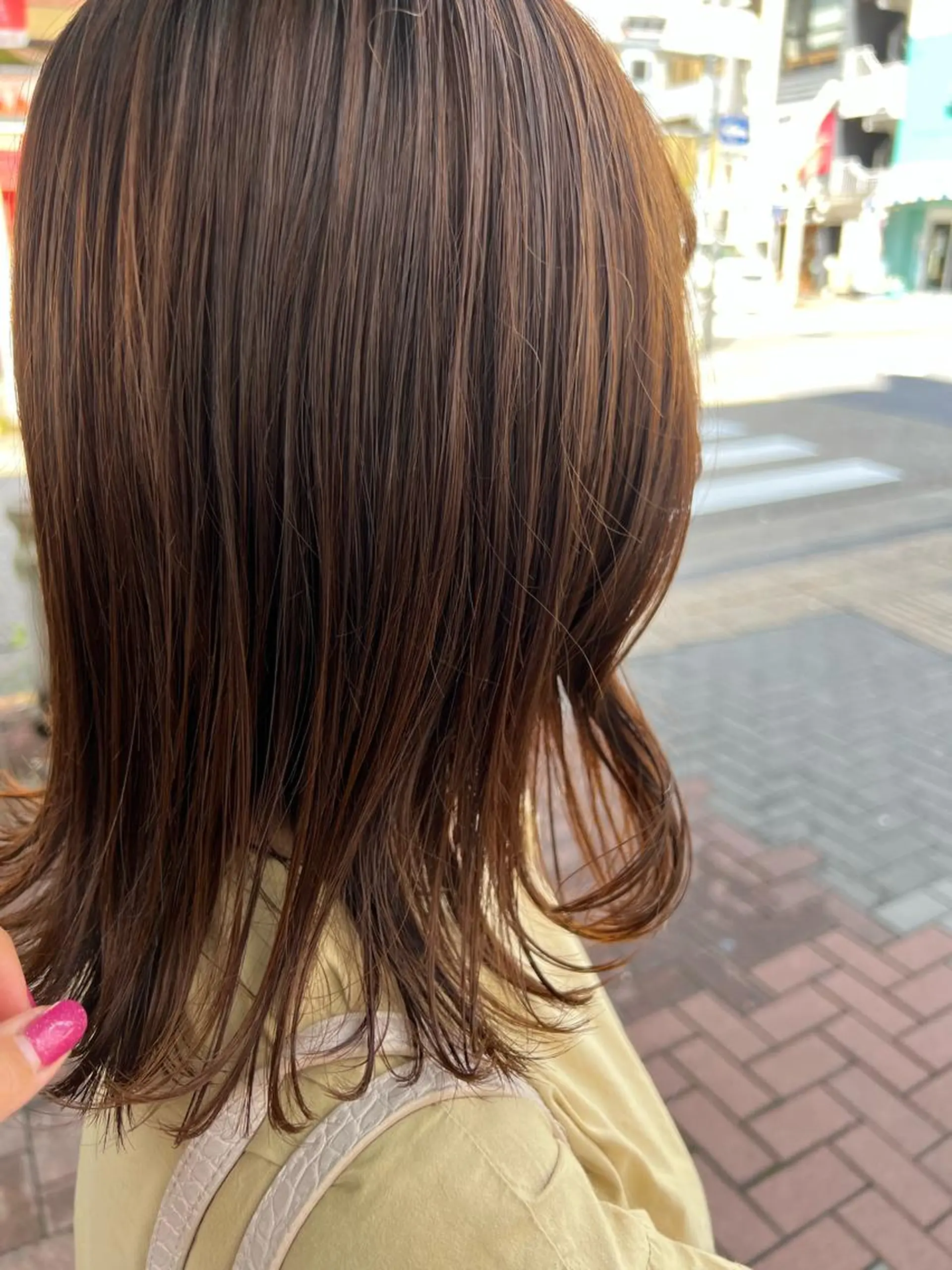 ミディアム カラー ヘアアレンジ ブリーチ 縮毛矯正 トリートメント letterby novel  はるみのヘアスタイル