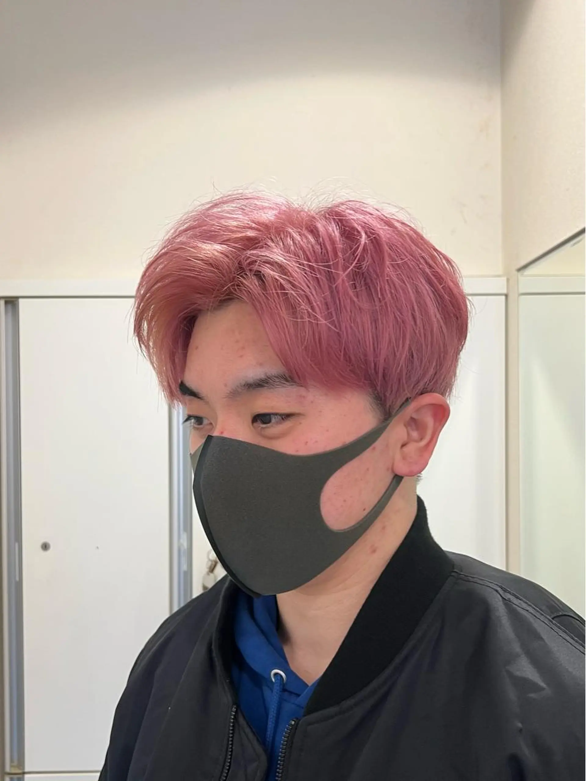 ショート カラー メンズ ピンクカラー 茅ヶ崎パーマ特化/ スパイラル/ハルキのヘアスタイル