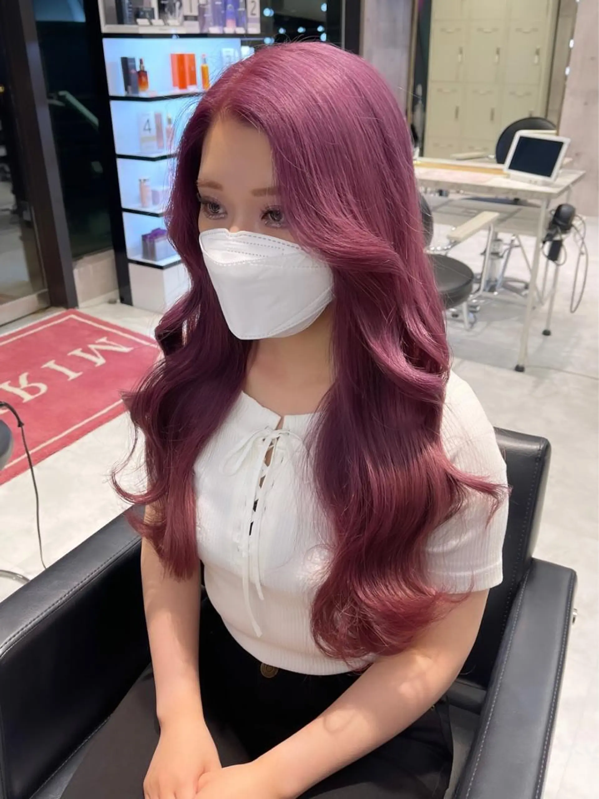 ロング カラー パーマ ヘアアレンジ メンズ キッズ ネイル マツエク・マツパ アイブロウ 🎀韓国スタイル YURINA🎀のヘアスタイル