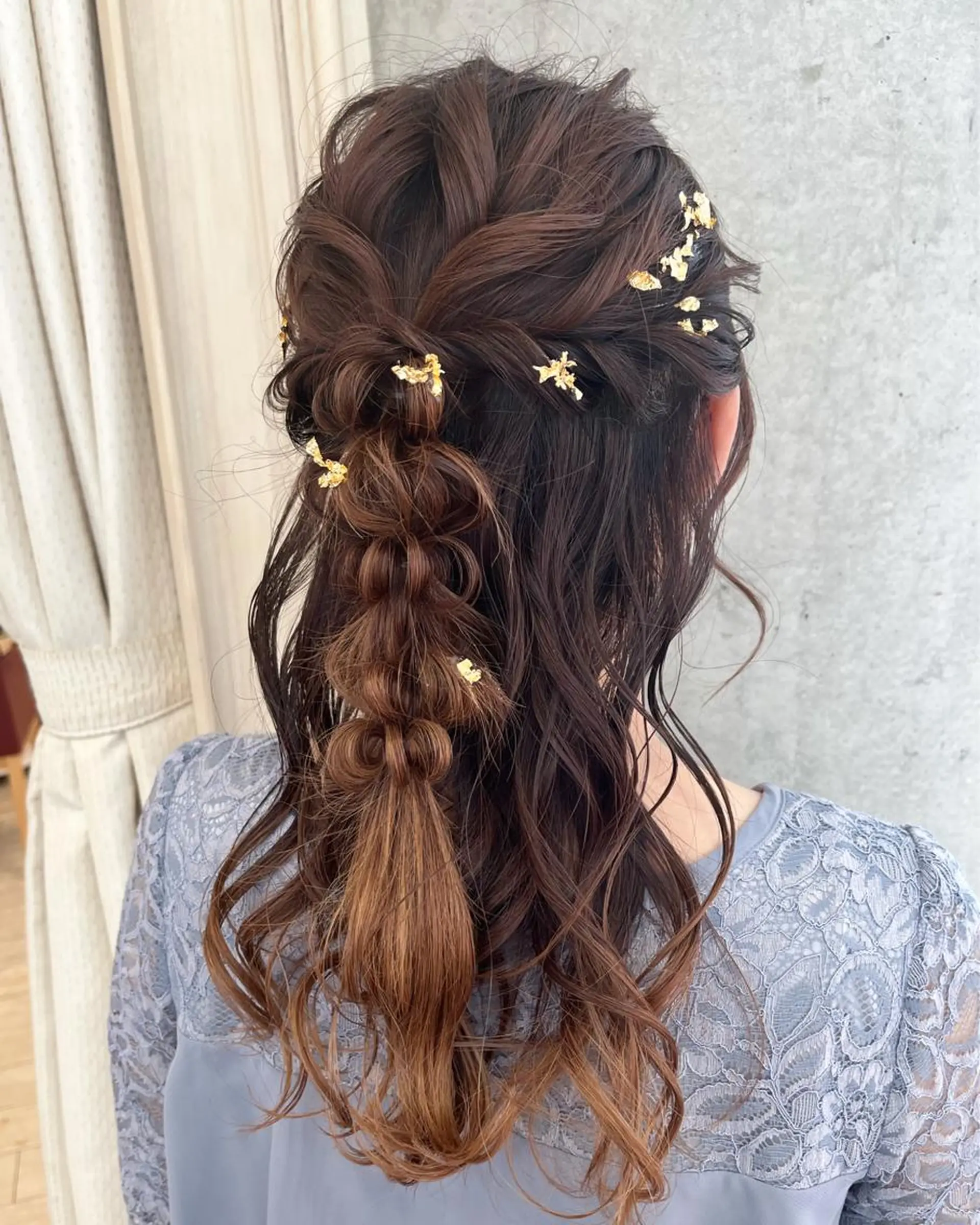 セミロング ヘアアレンジ ハーフアップ ヘアセット サソウ ユリエ🥥のヘアスタイル