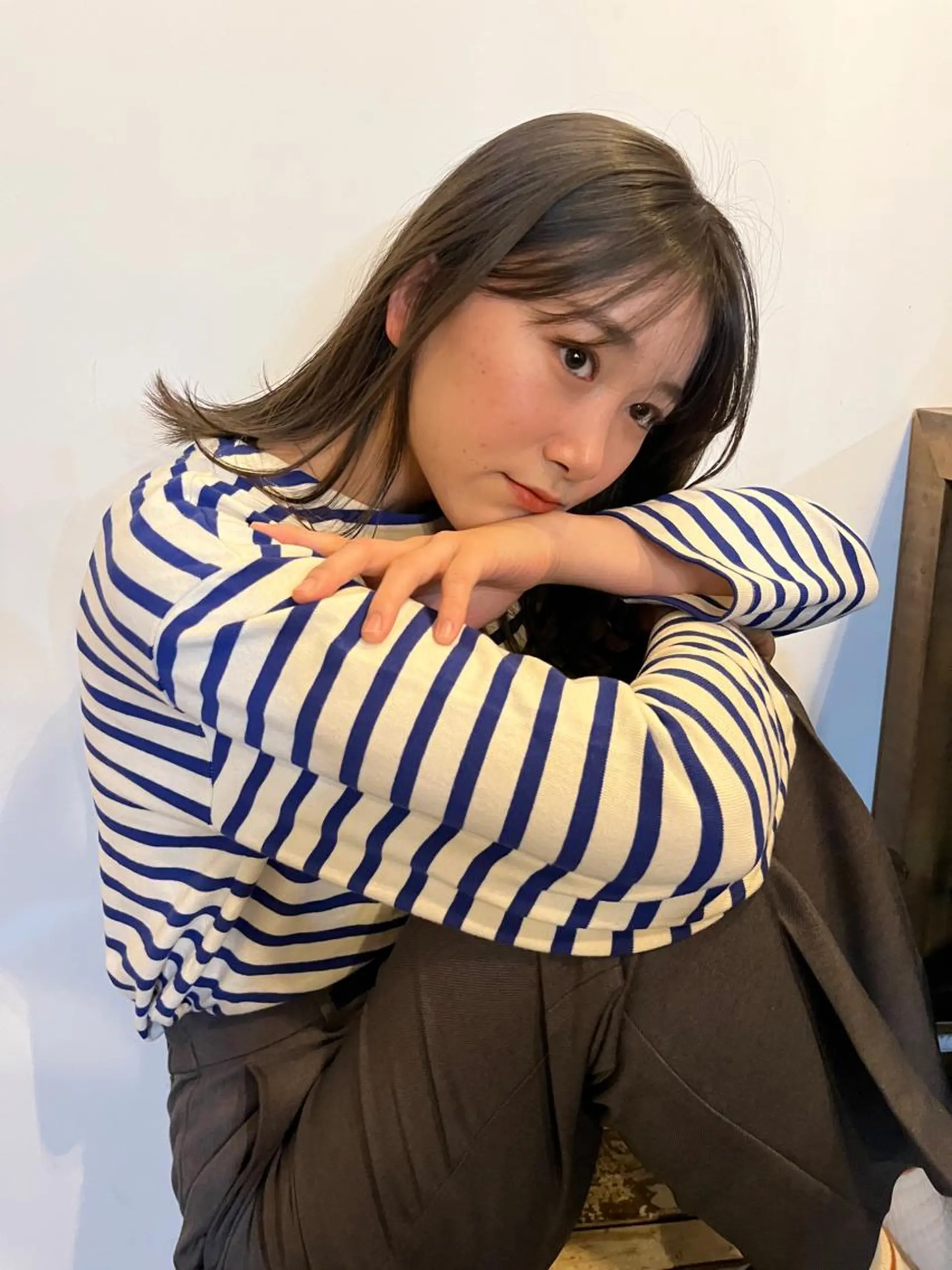 セミロング カラー 透明感カラー グレージュ オリーブグレージュ オリーブグレー ヘアカラー ケアブリーチ/ボブ/ honoのヘアスタイル