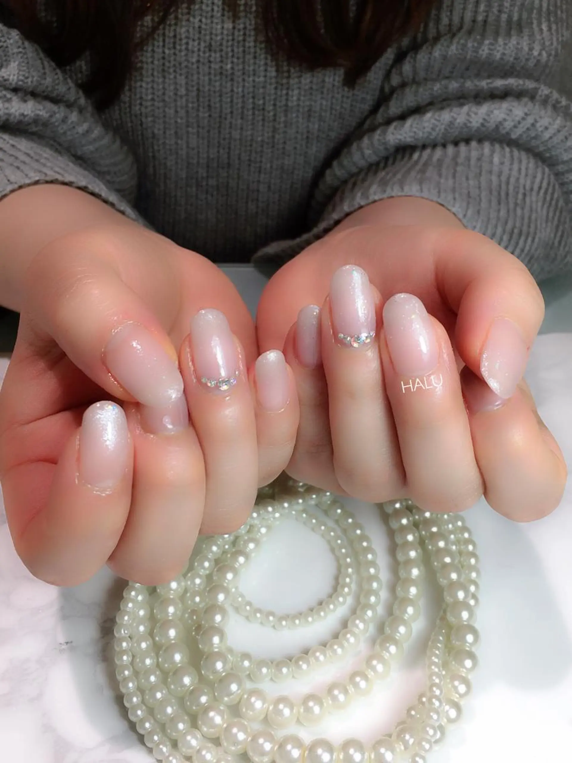 ネイル グラデーション ラメ(グリッター) ピンク HALU ハルのネイルデザイン