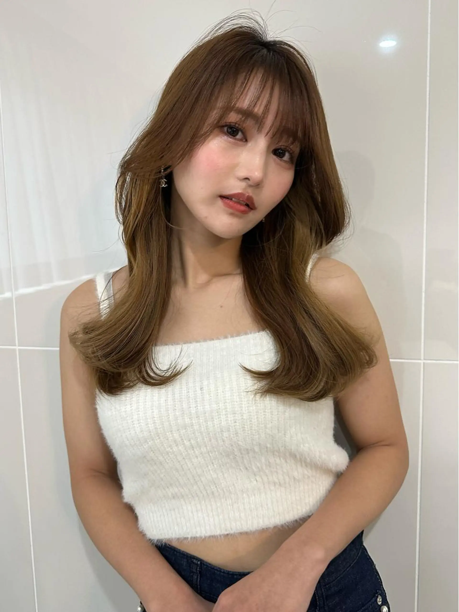 セミロング カット ヘアカラー トリートメント 小顔カット✨ 透明感カラーのヘアスタイル