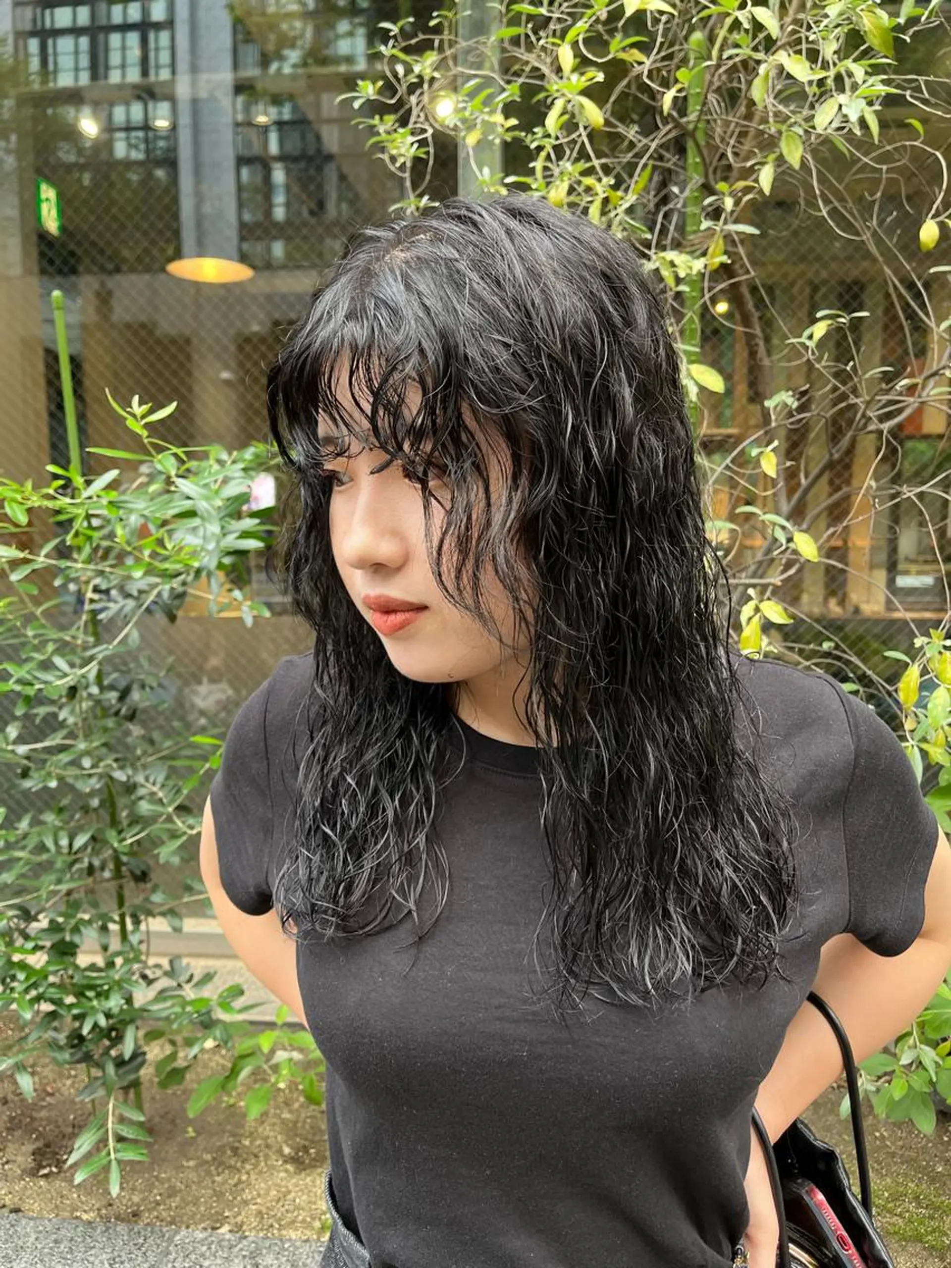 カラー パーマ カット ヘアカラー パーマ えんぐちとも／透明感 カラー／博多ボブのヘアスタイル