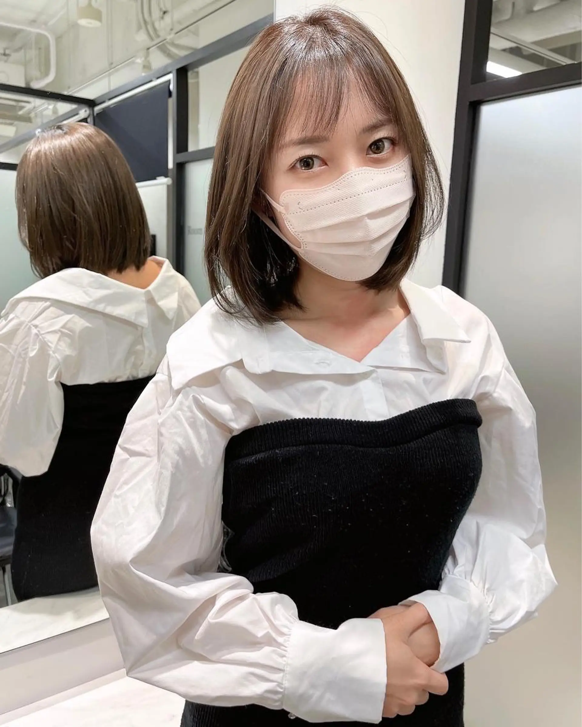 ミディアム カット ヘアカラー トリートメント 韓国レイヤーカット 髪質改善▫️水野有真のヘアスタイル