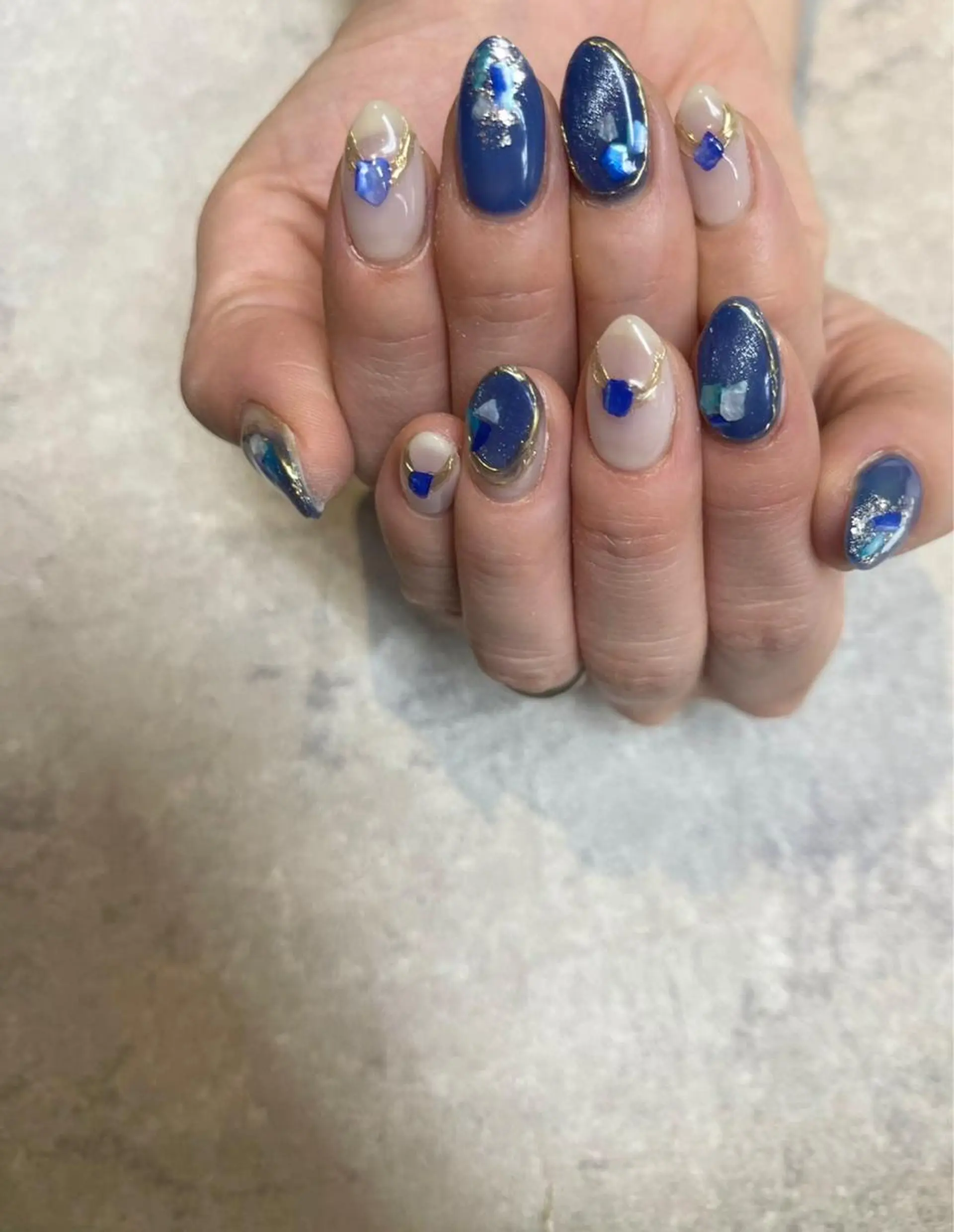 ネイル アートネイル ジェルネイル ミラーネイル ネイビー オフィスネイル ハンドネイル ハンドケア FASTNAIL PLUS 新宿店のネイルデザイン