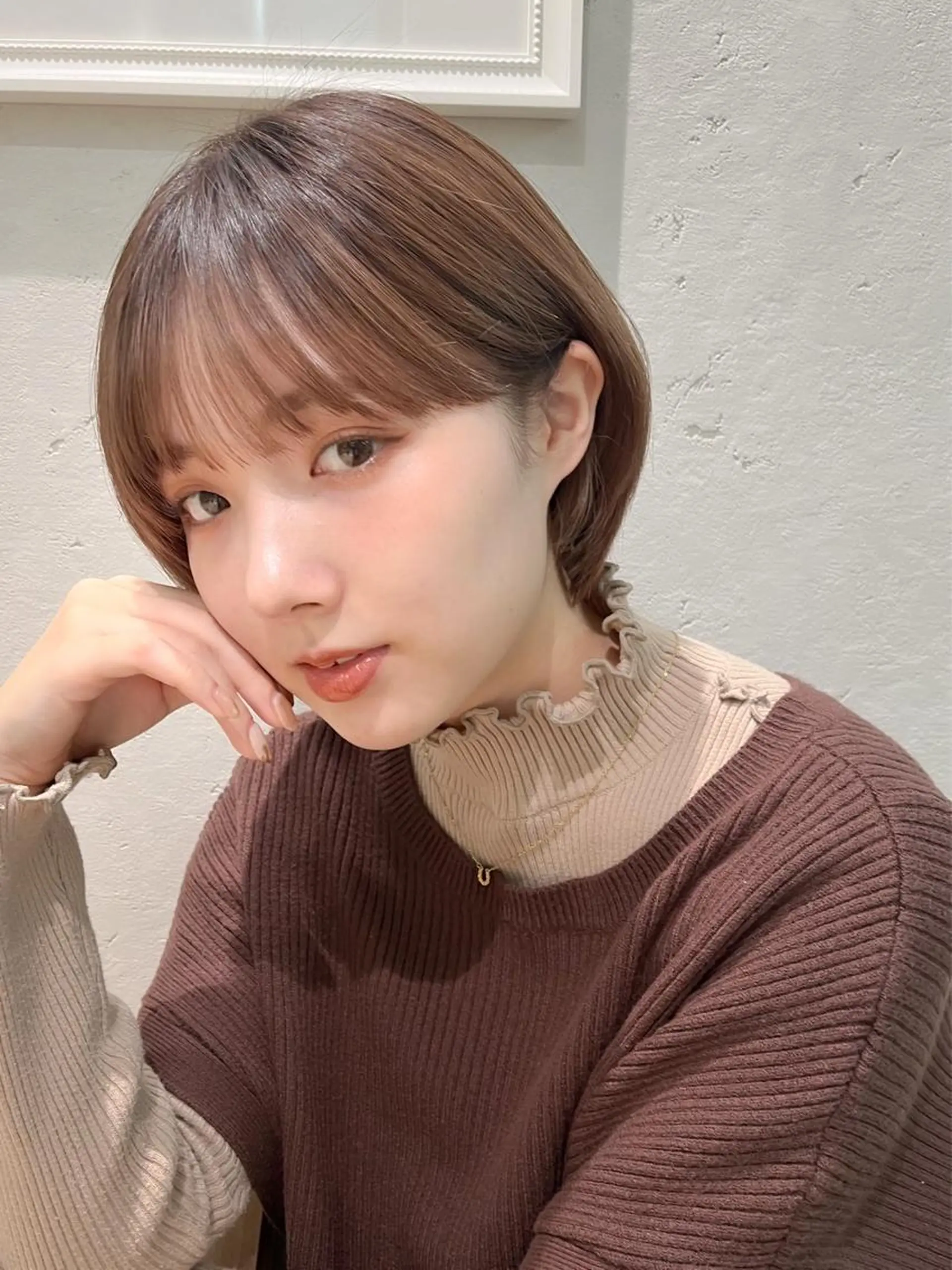 ショート カラー 顔周りカット 似合わせカット カット ヘアカラー 透明感カラー│ レイヤーヘア中居美樹のヘアスタイル