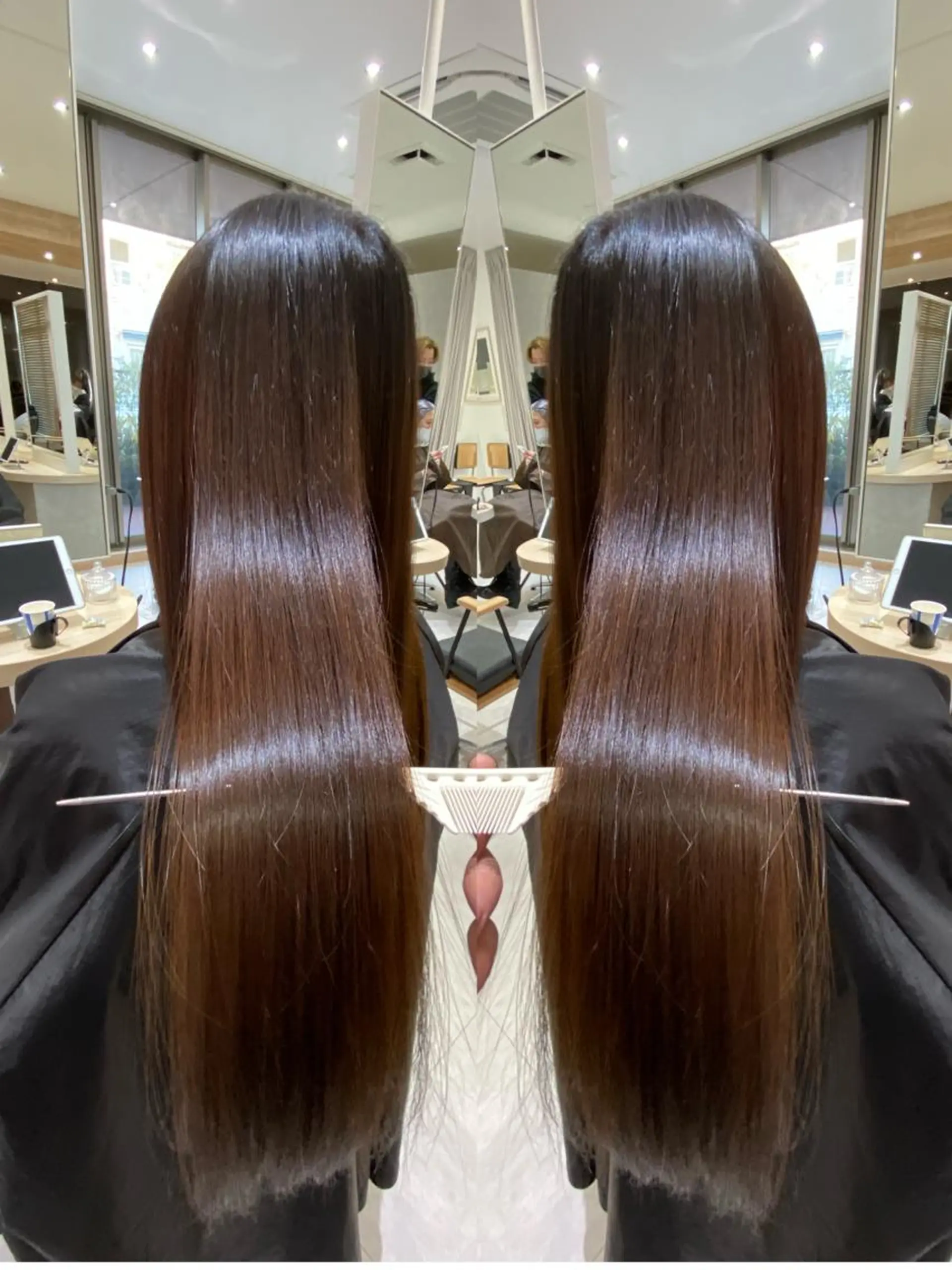 ロング カラー 髪質改善 men'ssalon Zina天神所属・✨髪質改善/顔周りカ ット/縮毛矯正✨三隅のヘアスタイル