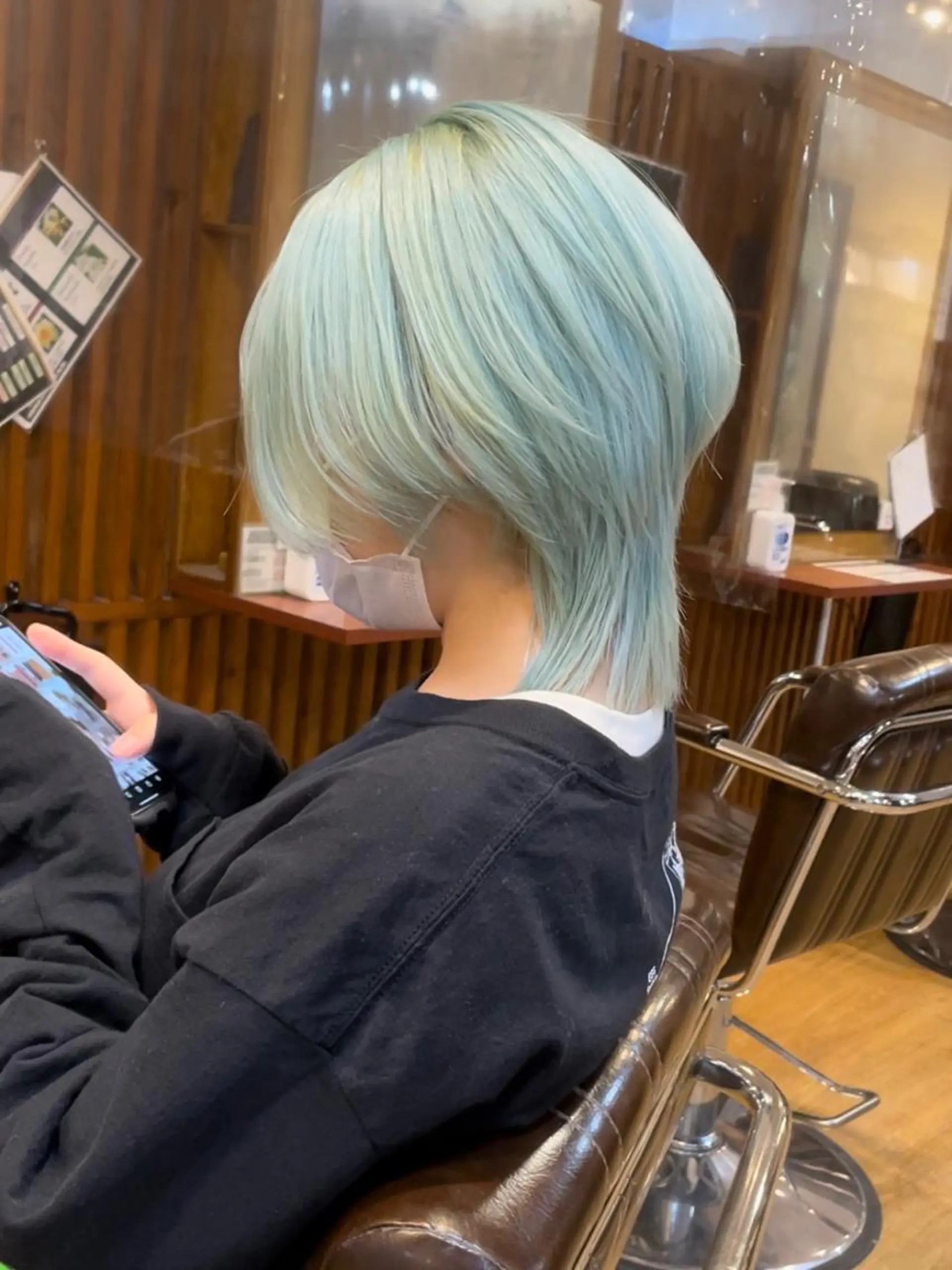 ミディアム カラー ハイトーンカラー ミント ミントグリーン senjyu GINZA所属・バレイヤージュ/ハイ ライト/庄司鉄平のヘアスタイル