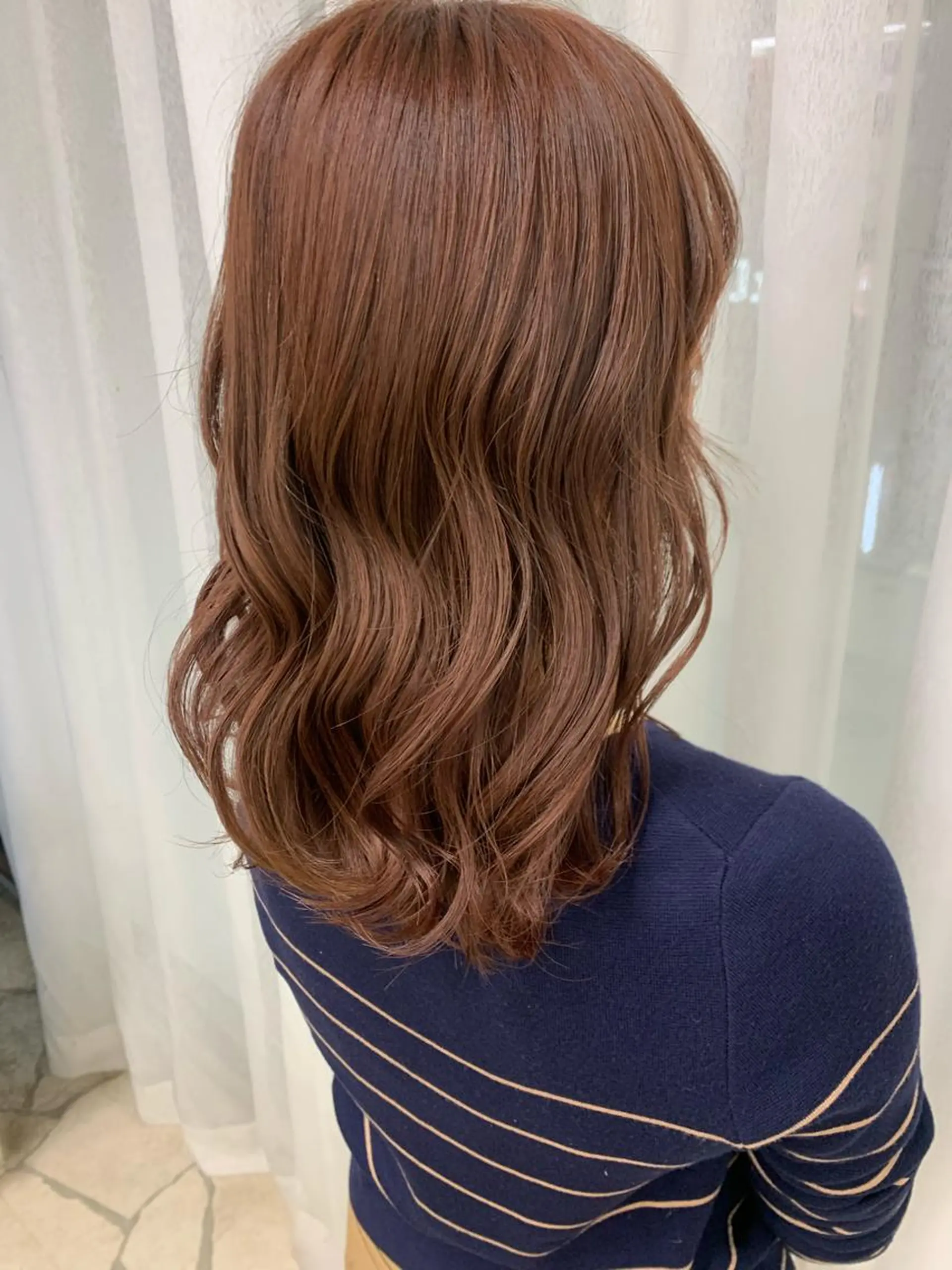 セミロング カラー ベージュカラー ピンクカラー ピンクベージュ LUNON/田河優花 /デザインカラーのヘアスタイル