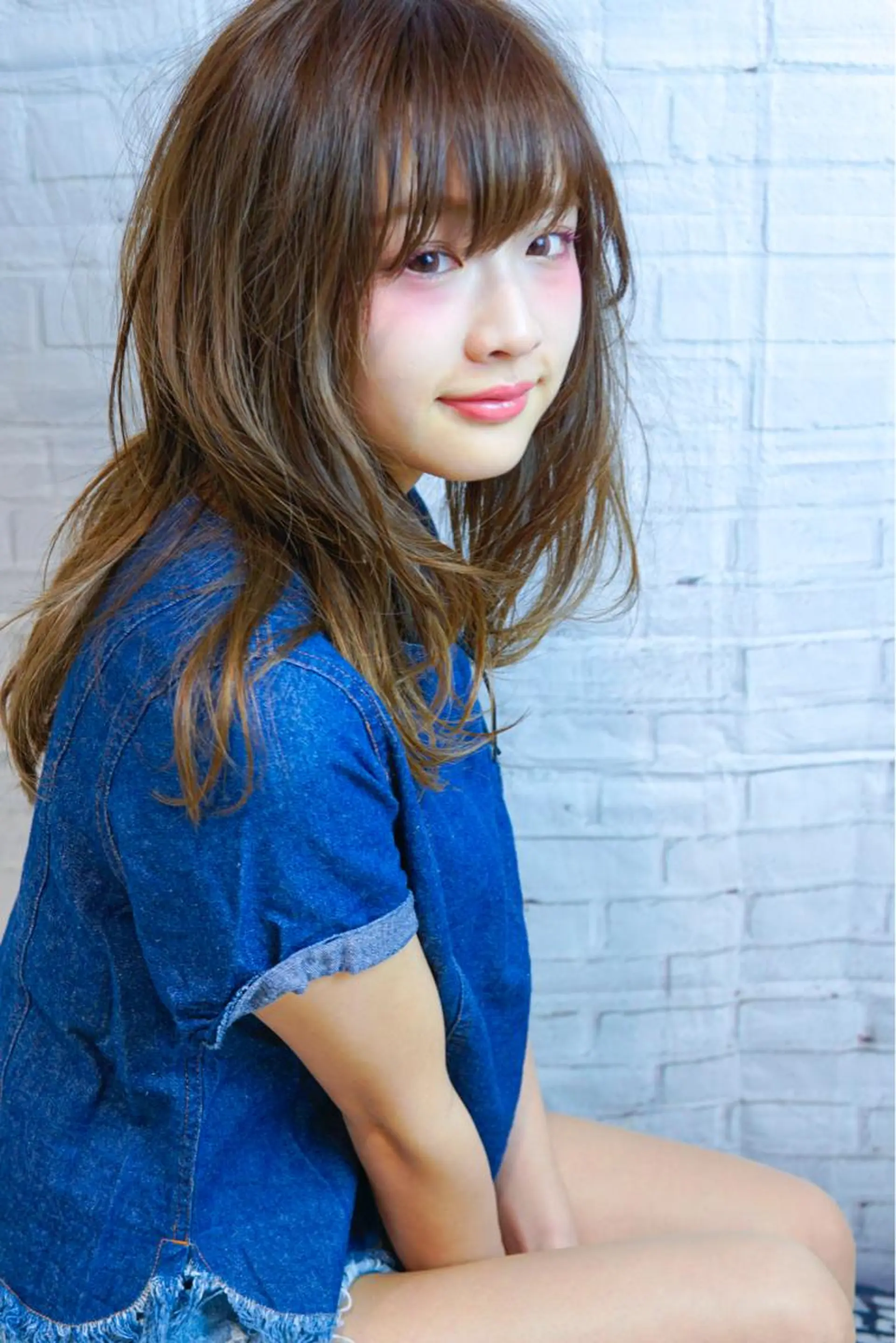 セミロング カラー パーマ ストレートパーマ 髪質改善、エクステ 山口卓哉のヘアスタイル