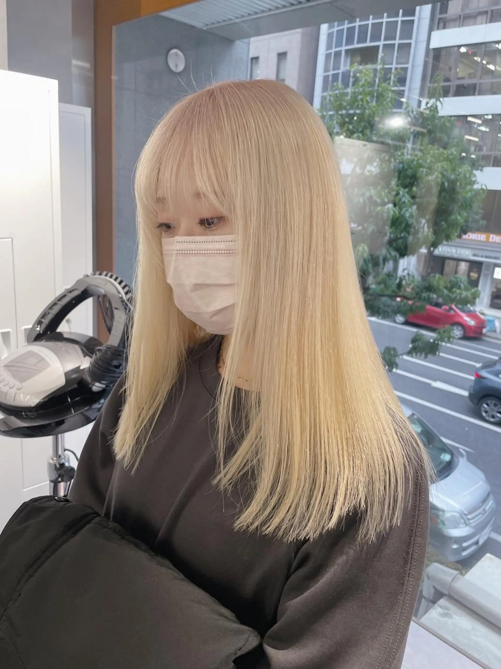 ロング カラー アッシュ バレイヤージュ ベージュカラー 黒髪 ブリーチ ikuma/ ミルクティーのヘアスタイル