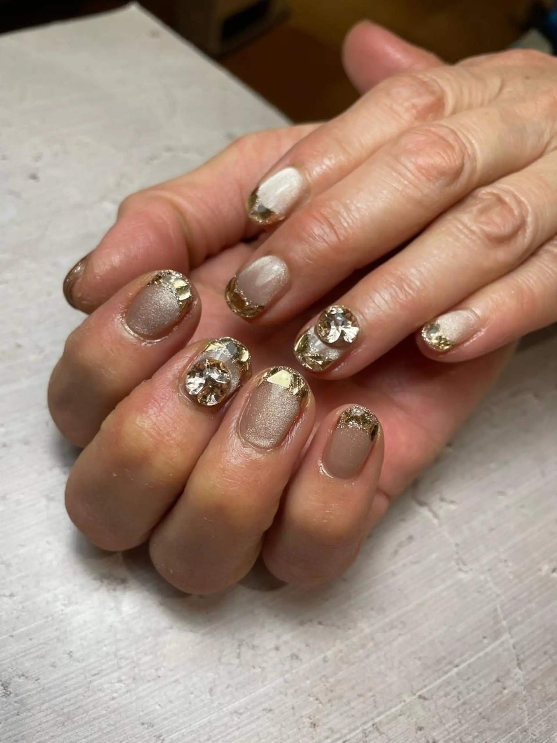 ネイル フレンチネイル ガラスフレンチ ハンドネイル nail&eyelash mate所属・京都/東向日/桂 ayumiのネイルデザイン