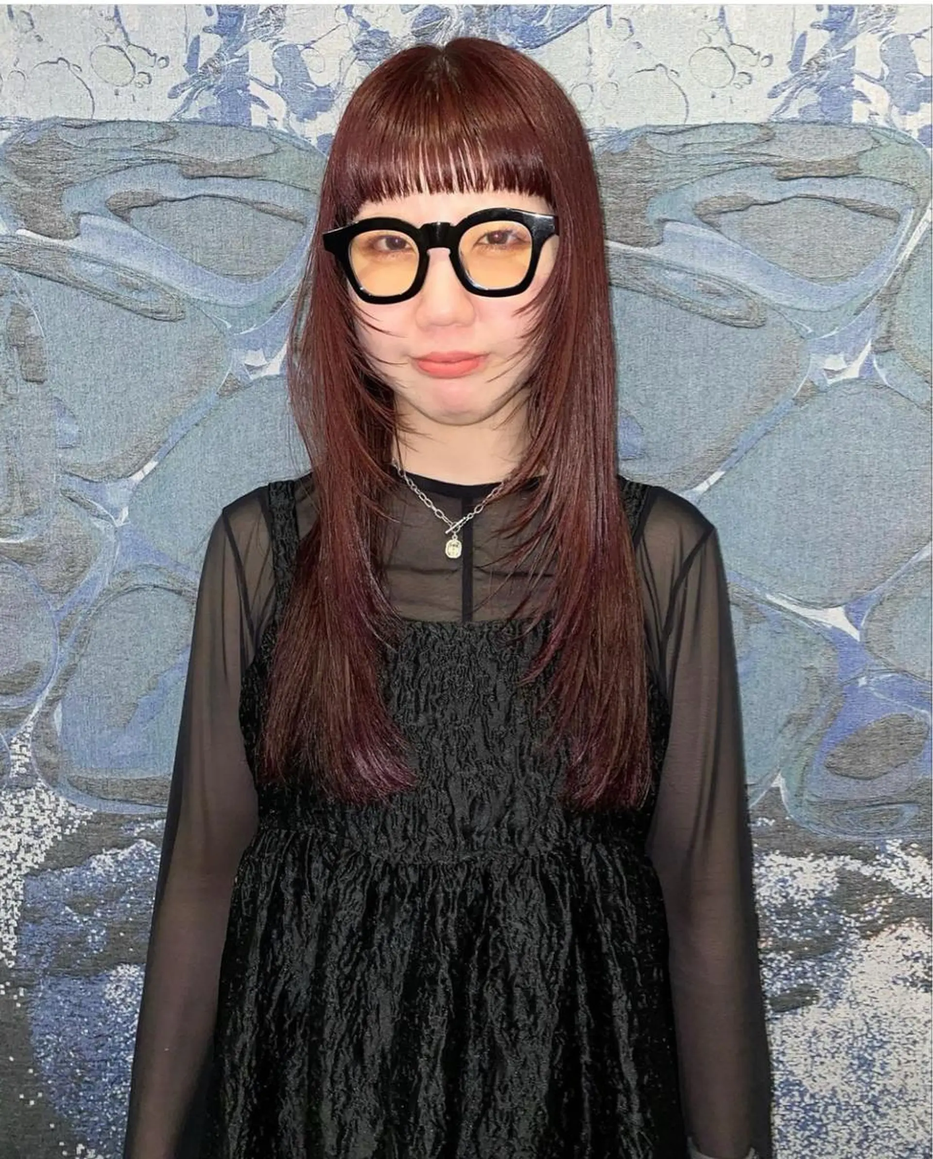 ミディアム カラー ヘアアレンジ 顔周りカット レイヤーカット オン眉 GIVET (ジヴェ)所属・撮影モデル募集 🦋soemikaのヘアスタイル