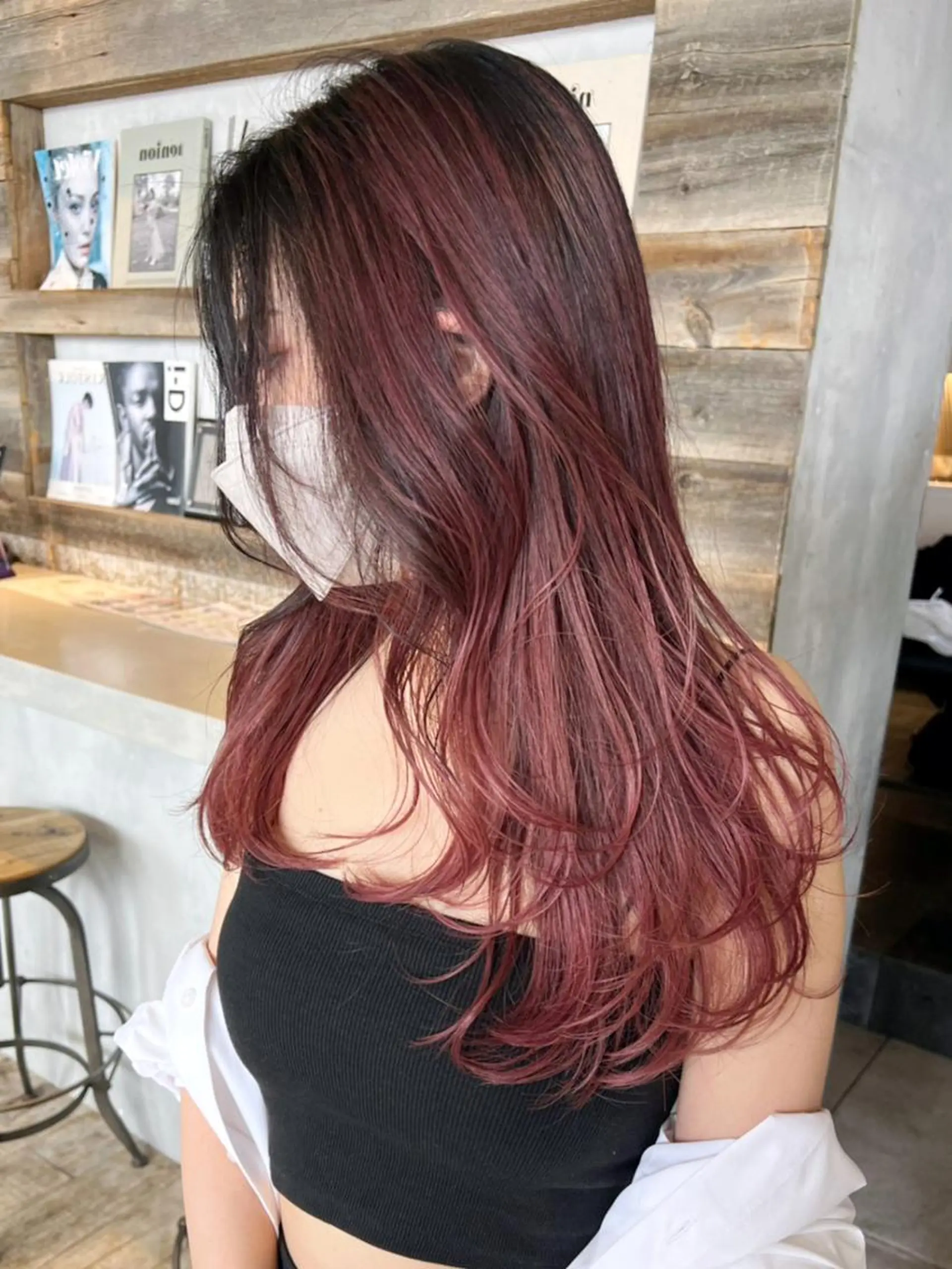 セミロング ヘアアレンジ パーマ カラー バレイヤージュ ピンクカラー レイヤーカット カット ヘアカラー トリートメント ITbyALBUM 八王子店のヘアスタイル