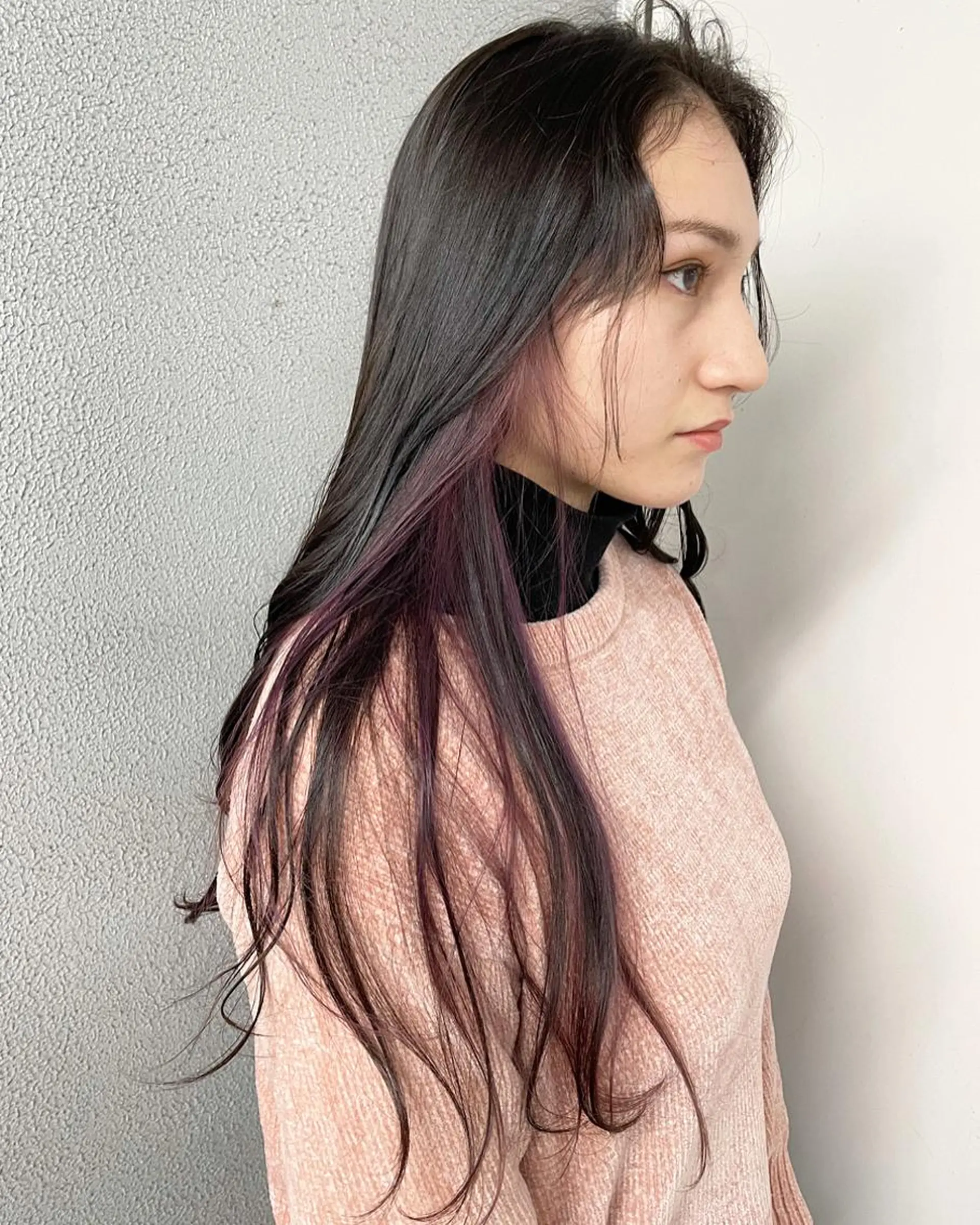 ロング カラー インナーカラー パープルカラー ヘアカラー トリートメント ハイトーン/レイヤー /ケアブリーチ石川治のヘアスタイル