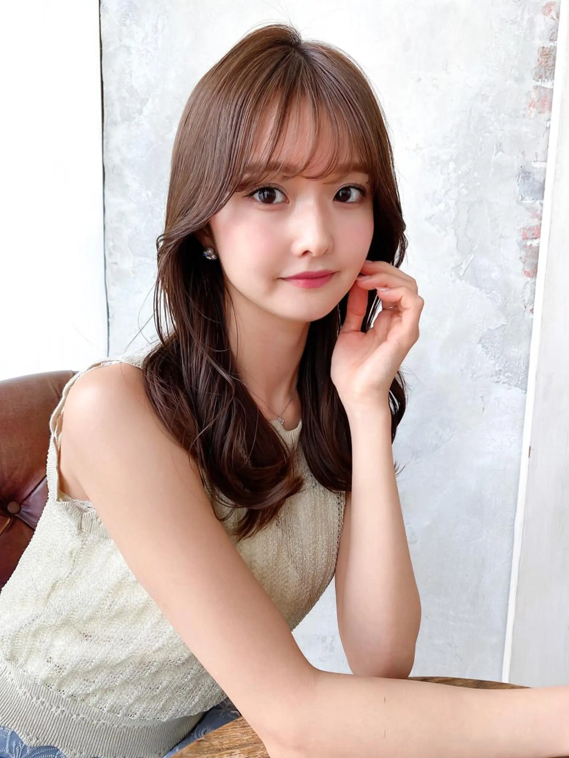 セミロング カラー ベージュカラー ブラウンカラー ブラウンベージュ くびれヘア 顔周りカット カット ヘアカラー トリートメント 顔周り/くびれヘア 韓国ヘア💕風間るなのヘアスタイル