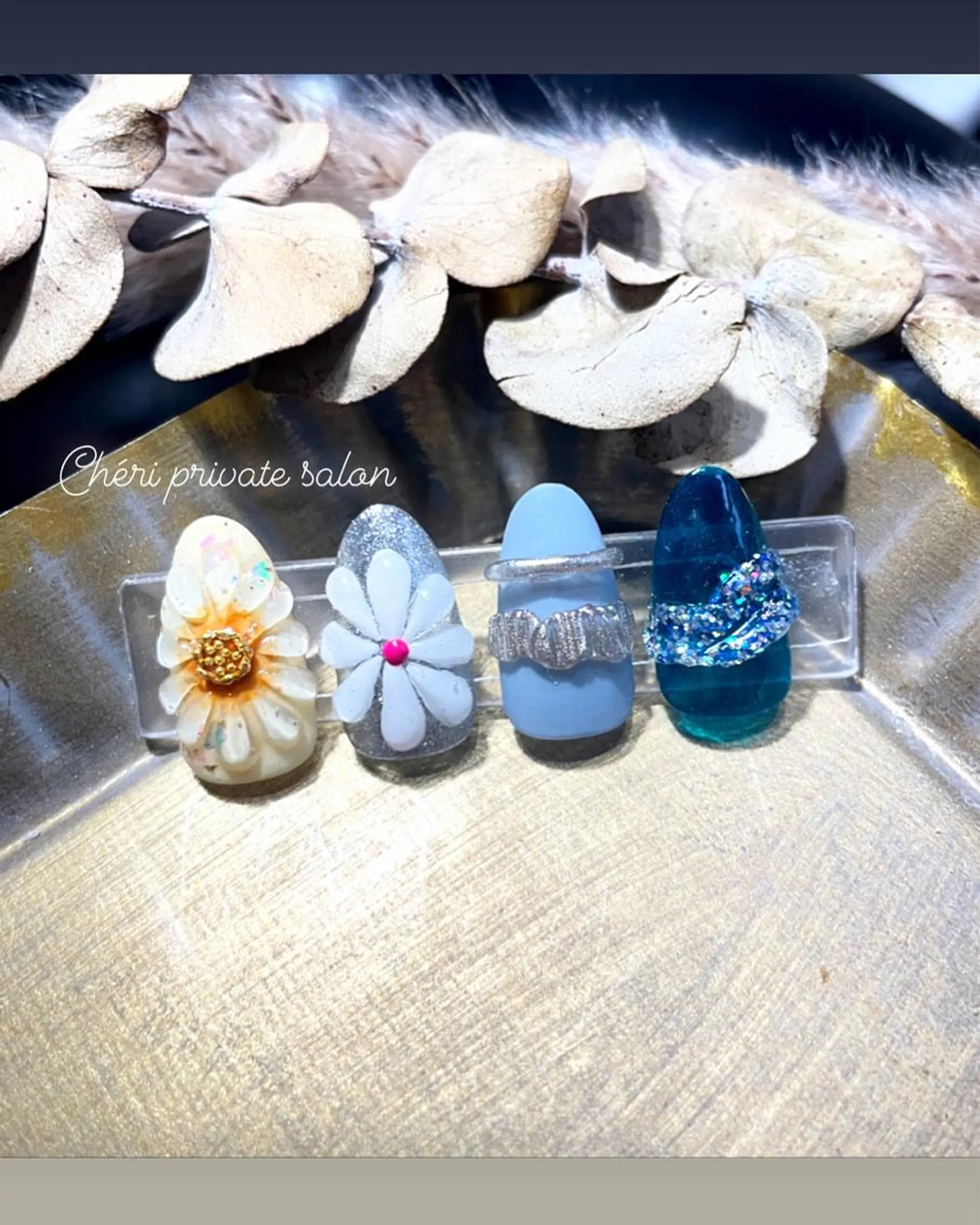 カラー ネイル フラワーネイル ぷっくりネイル Chérinail 爪のお手入れのネイルデザイン