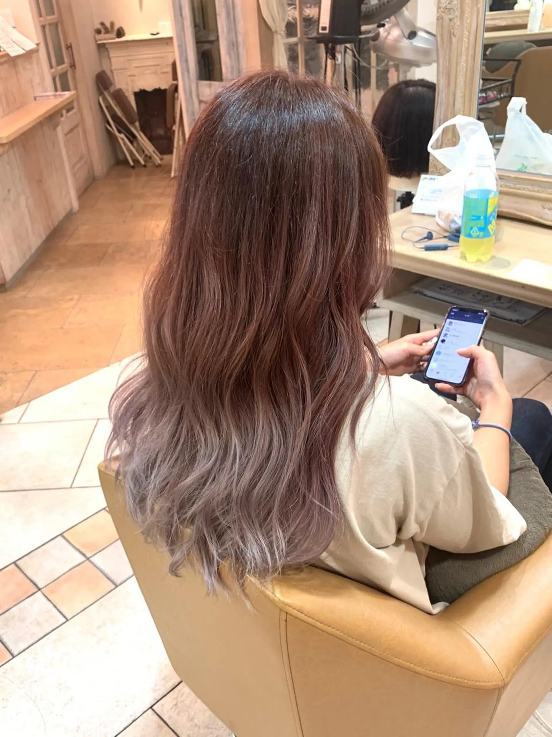 ロング カラー パーマ グラデーションカラー ピンクカラー 森 早希絵のヘアスタイル