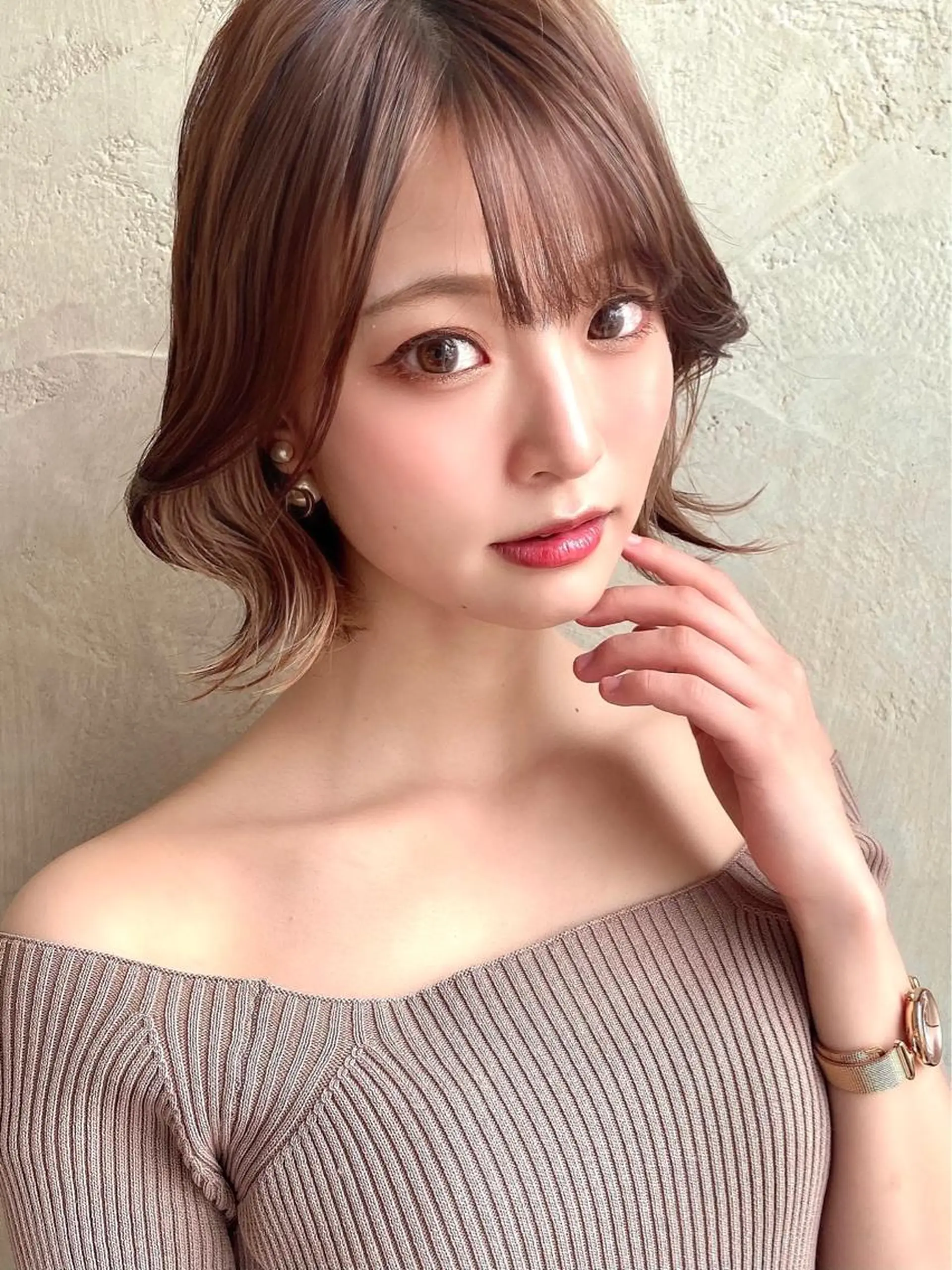 ミディアム カラー パーマ ヘアアレンジ ボブ 韓国風ヘア 似合わせカット Surpass所属・🌈小顔似合わせ SHIHO🌈のヘアスタイル