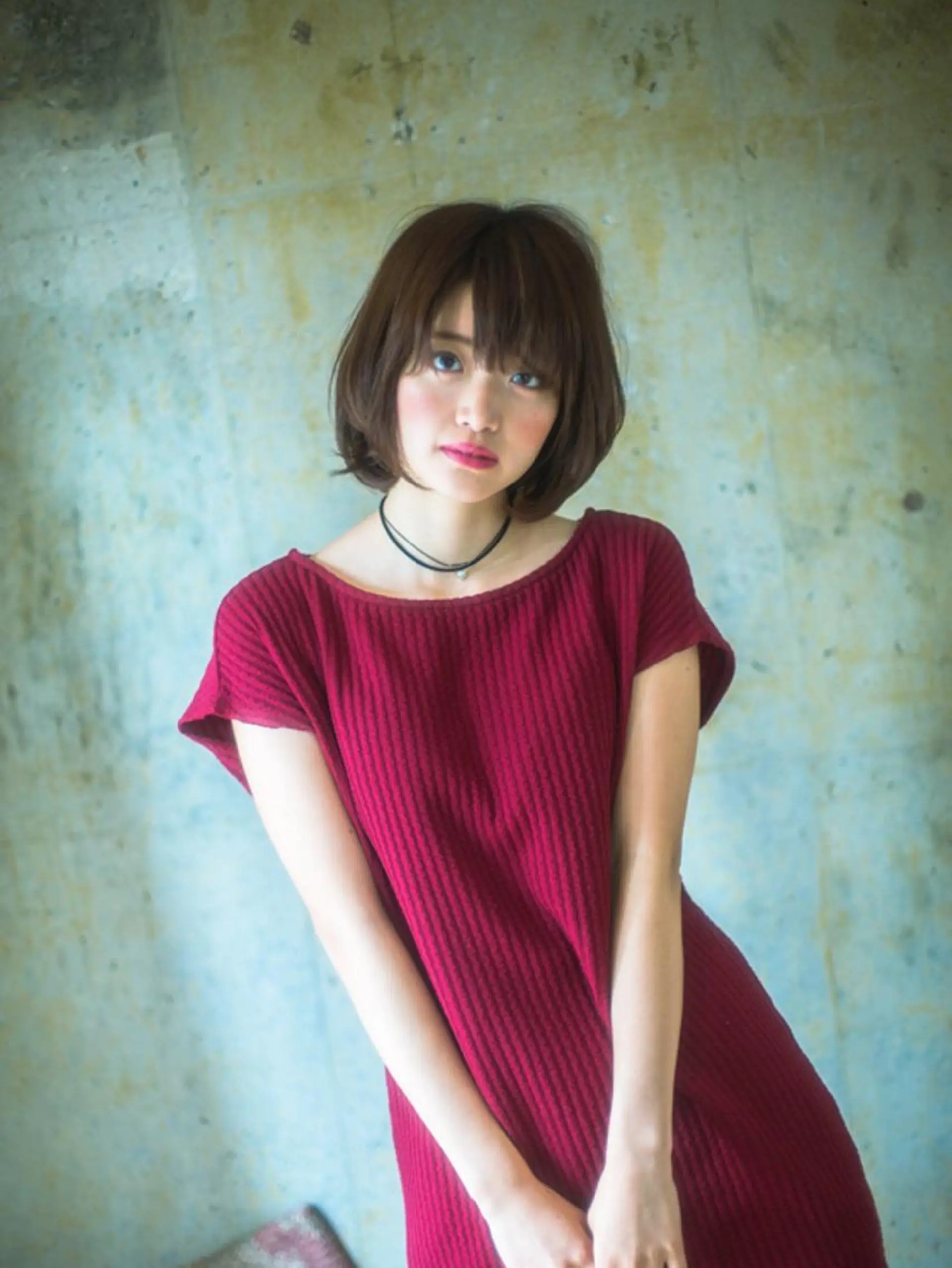 ミディアム ミディアムパーマ ボブ 伸ばしかけ レイヤーカット 福島 浩司のヘアスタイル