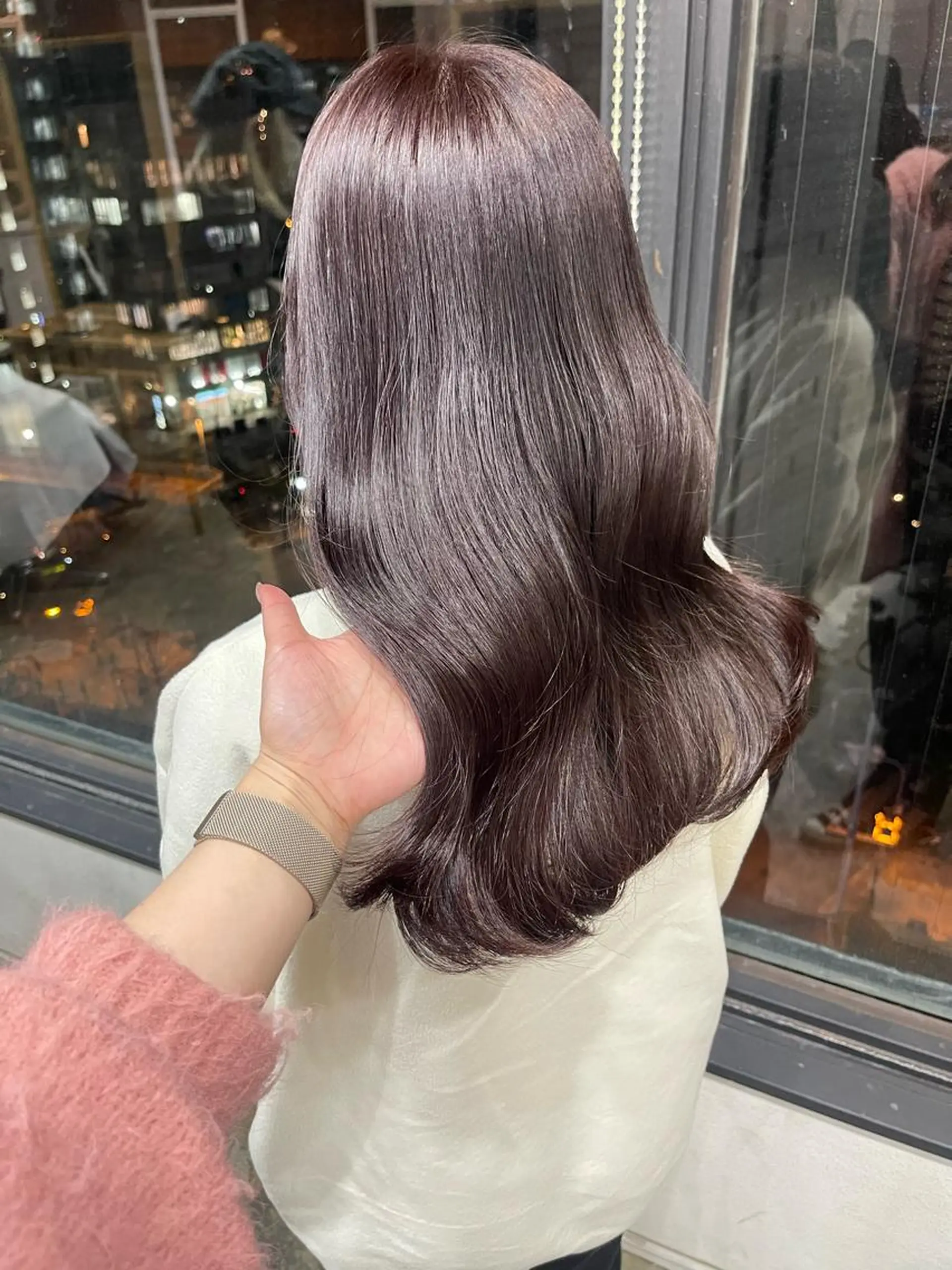 セミロング カラー ブリーチ ラベンダーカラー ブリーチなしカラー ピンクカラー ピンクラベンダー キダアヤカ/ 梅田/ベージュカラーのヘアスタイル