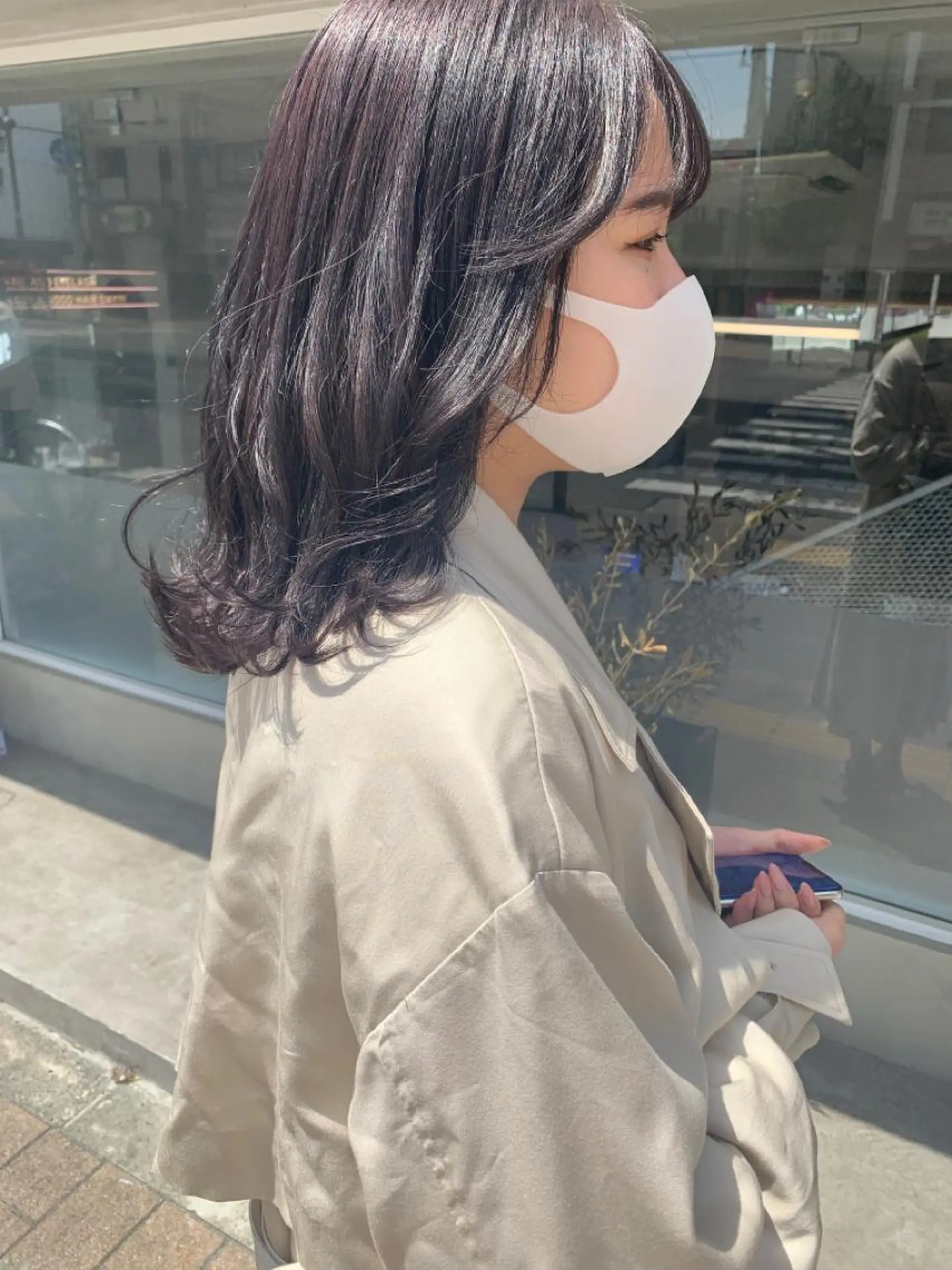 カラー グレージュ ラベンダーカラー ラベンダーグレージュ ラベンダーグレー 韓国ヘア/耳ツボジュ エリー♡ayumuのヘアスタイル