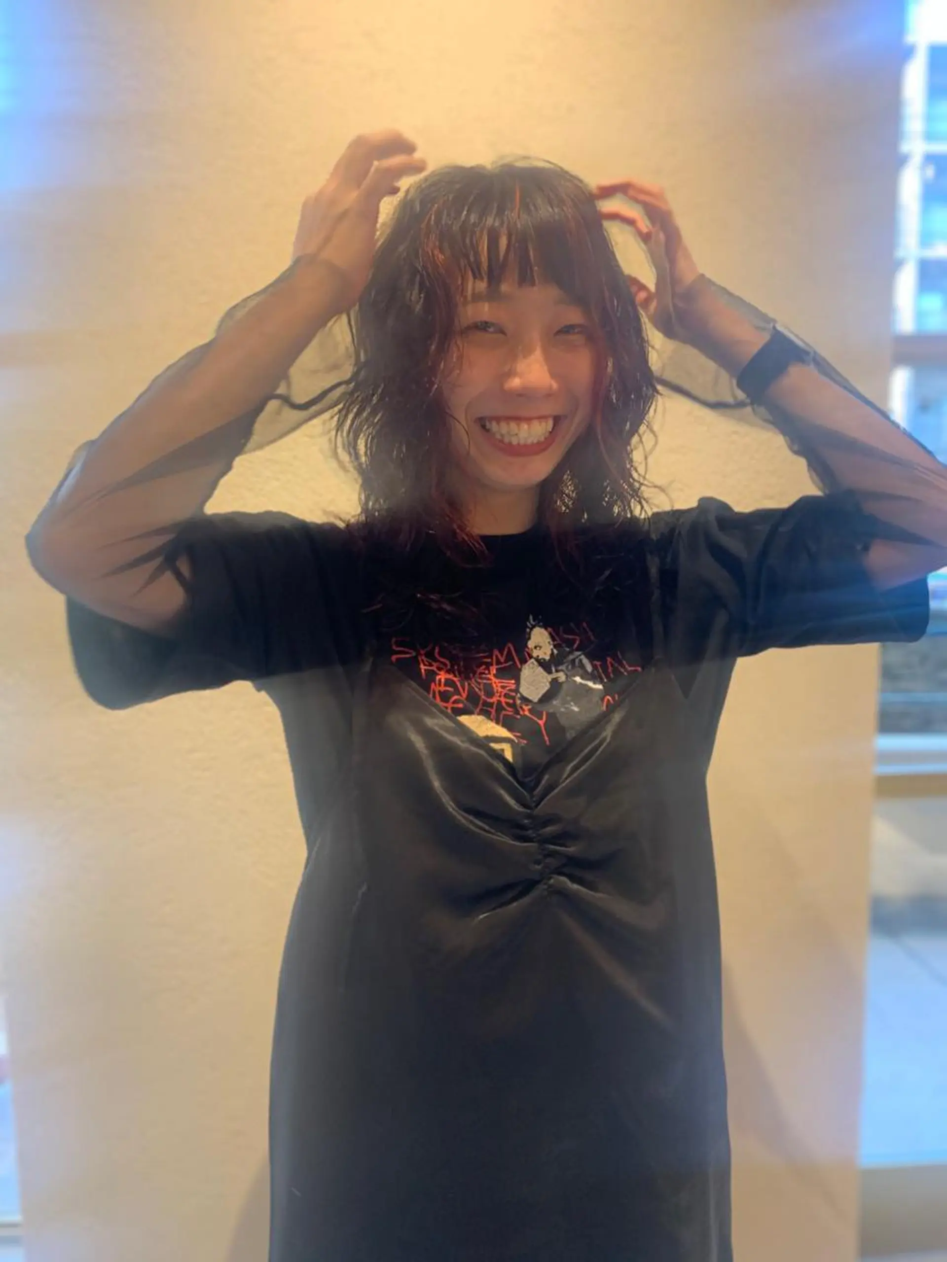 セミロング カラー パーマ ヘアカラー Aya/四条烏丸/ インナーカラーのヘアスタイル