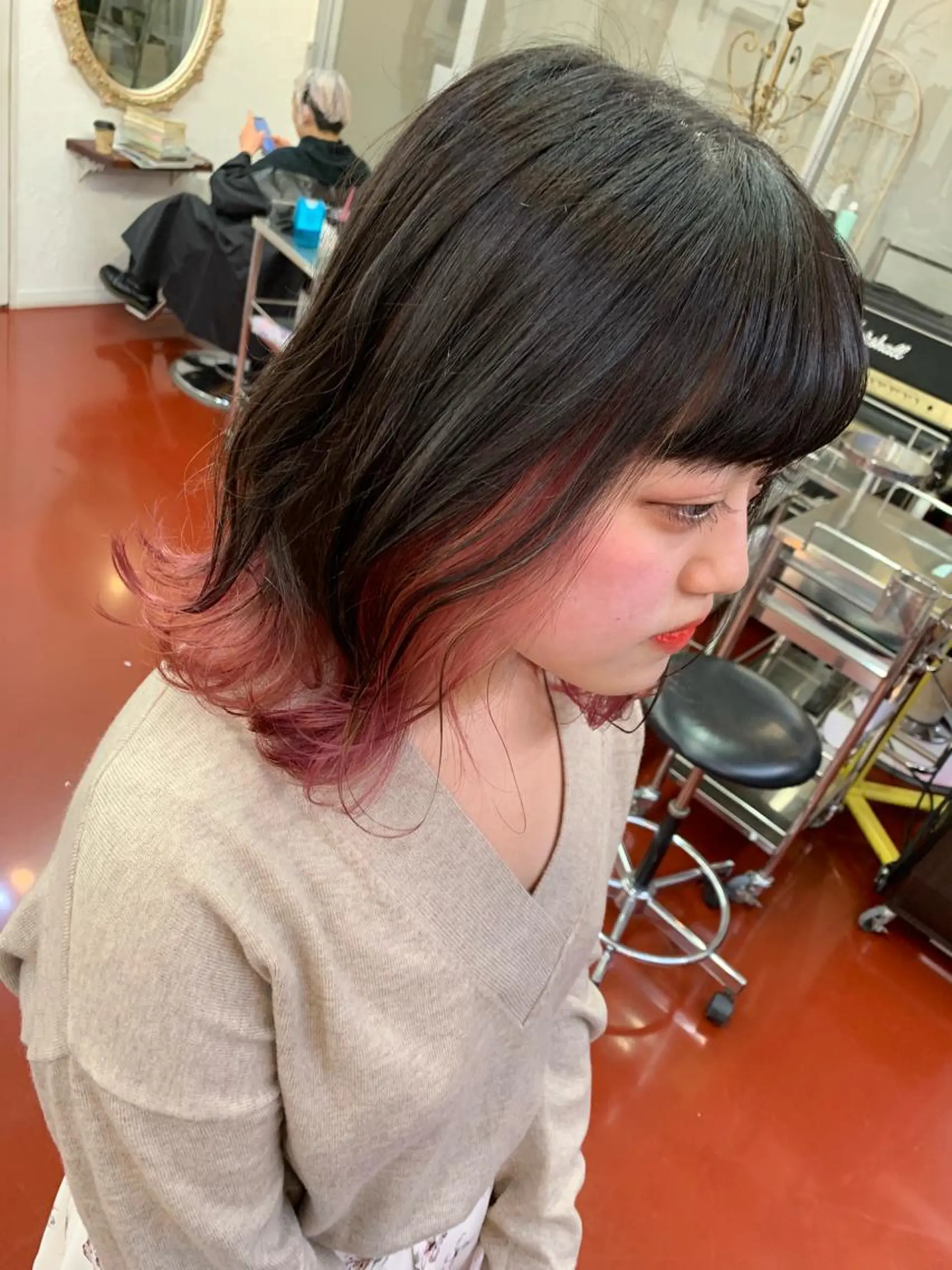 ミディアム カラー ピンクベージュ/新潟 万代/高橋桃葉🍑のヘアスタイル