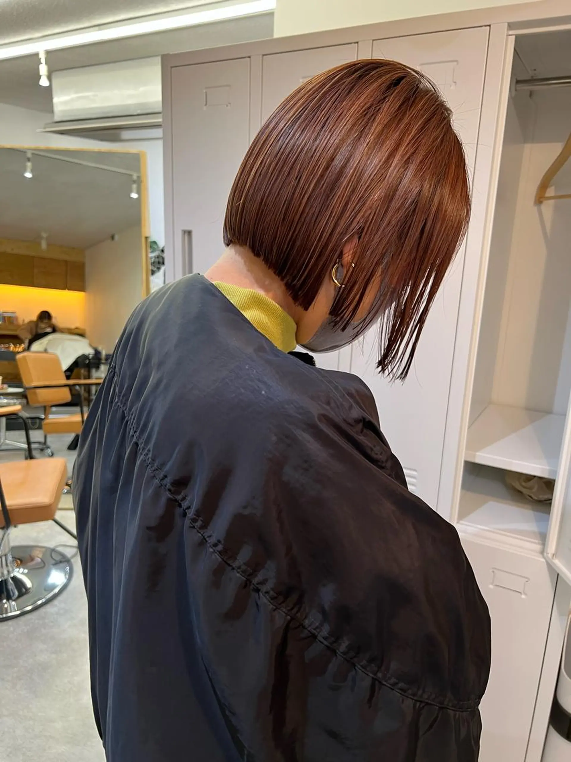 ミディアム カラー カット ヘアカラー トリートメント 顔周りレイヤー/韓国 ブリーチminamiのヘアスタイル