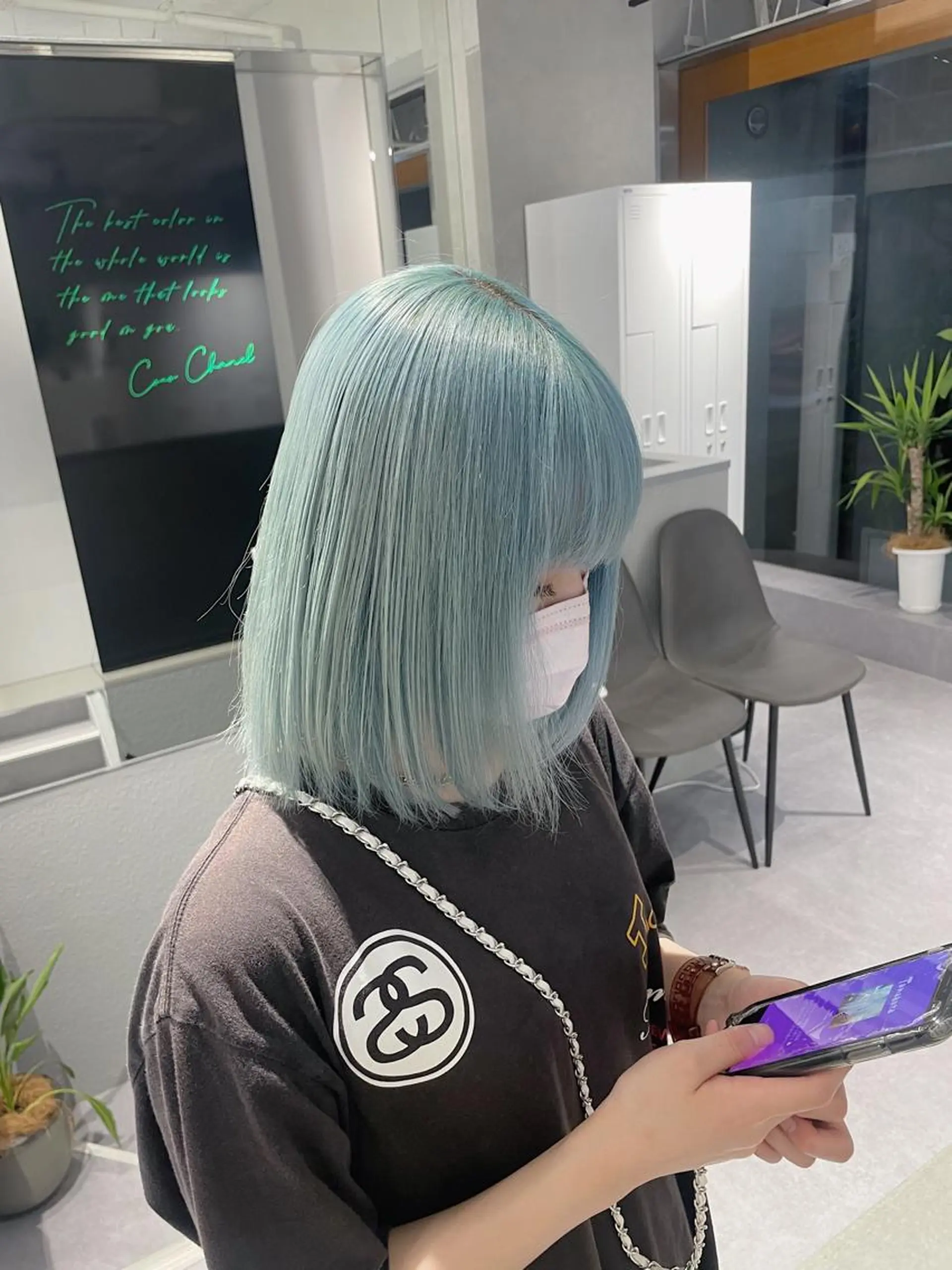 ショート カラー アッシュ バレイヤージュ ベージュカラー 黒髪 ブリーチ ikuma/ ミルクティーのヘアスタイル