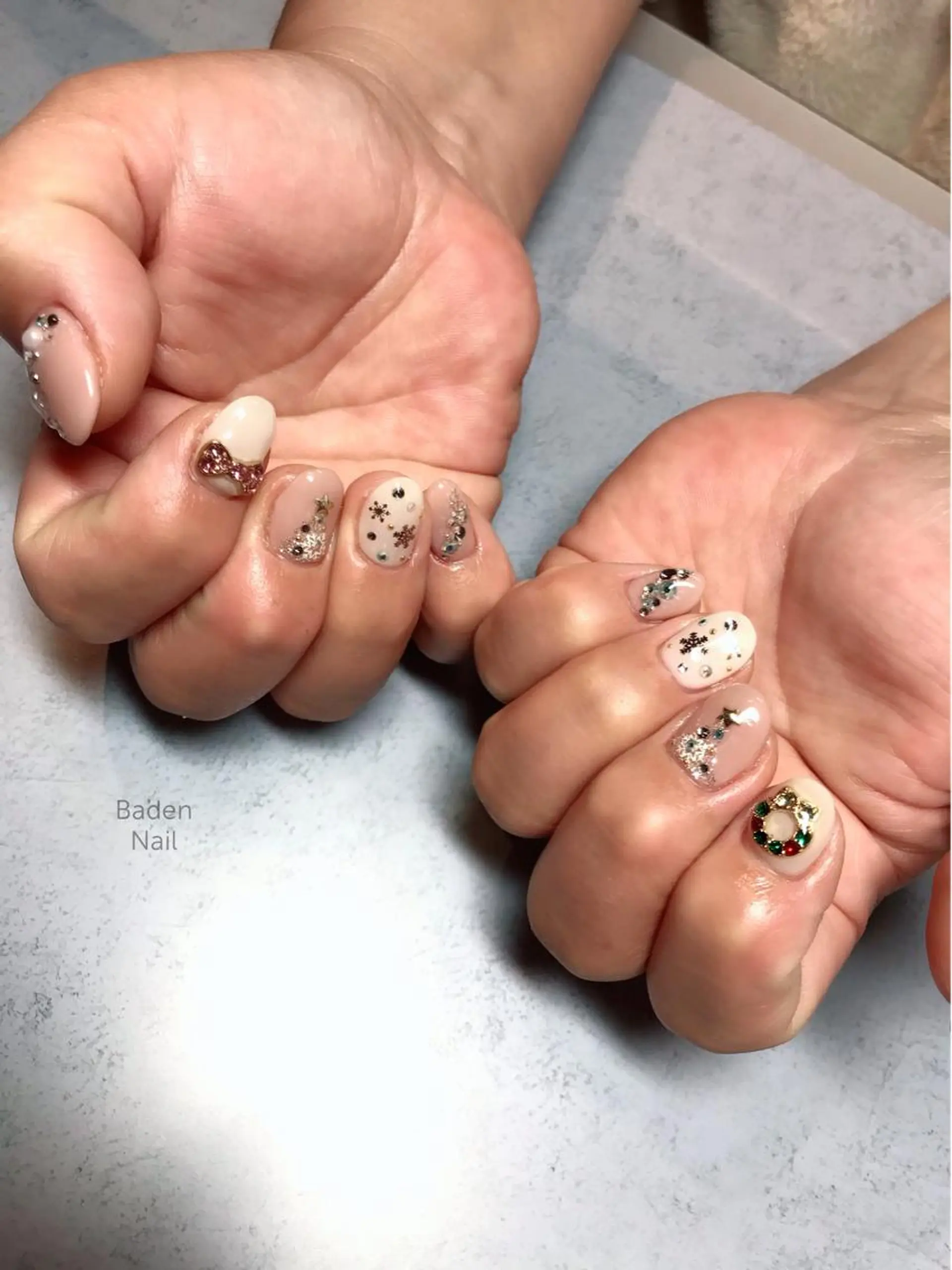 ネイル 冬ネイル クリスマス ハンドネイル Baden Nail ﾊﾞ-ﾃﾞﾝ ﾈｲﾙのネイルデザイン