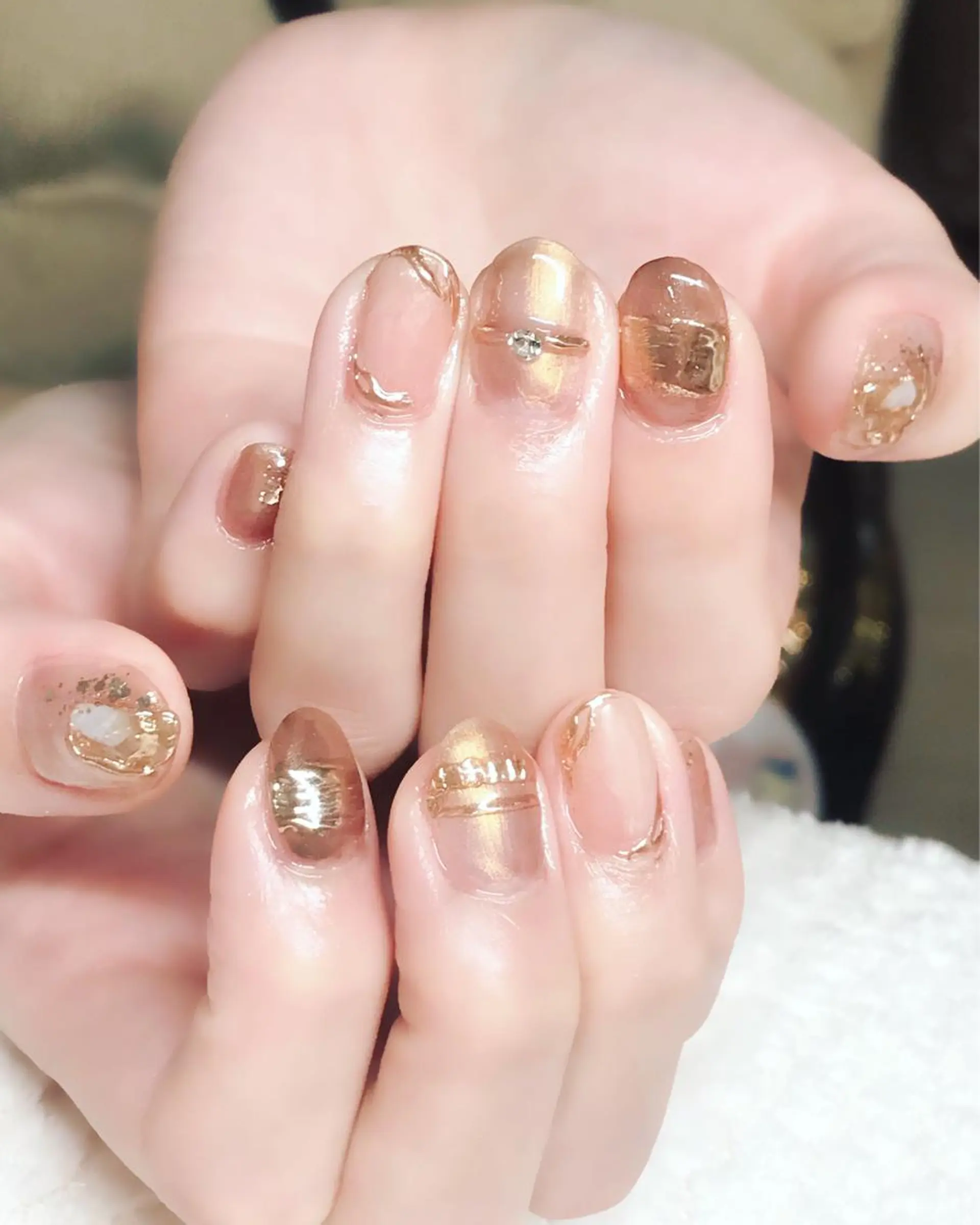 ネイル ブラウン ジェルネイル ニュアンスネイル オフィスネイル ピンク Nyanco Nailのネイルデザイン