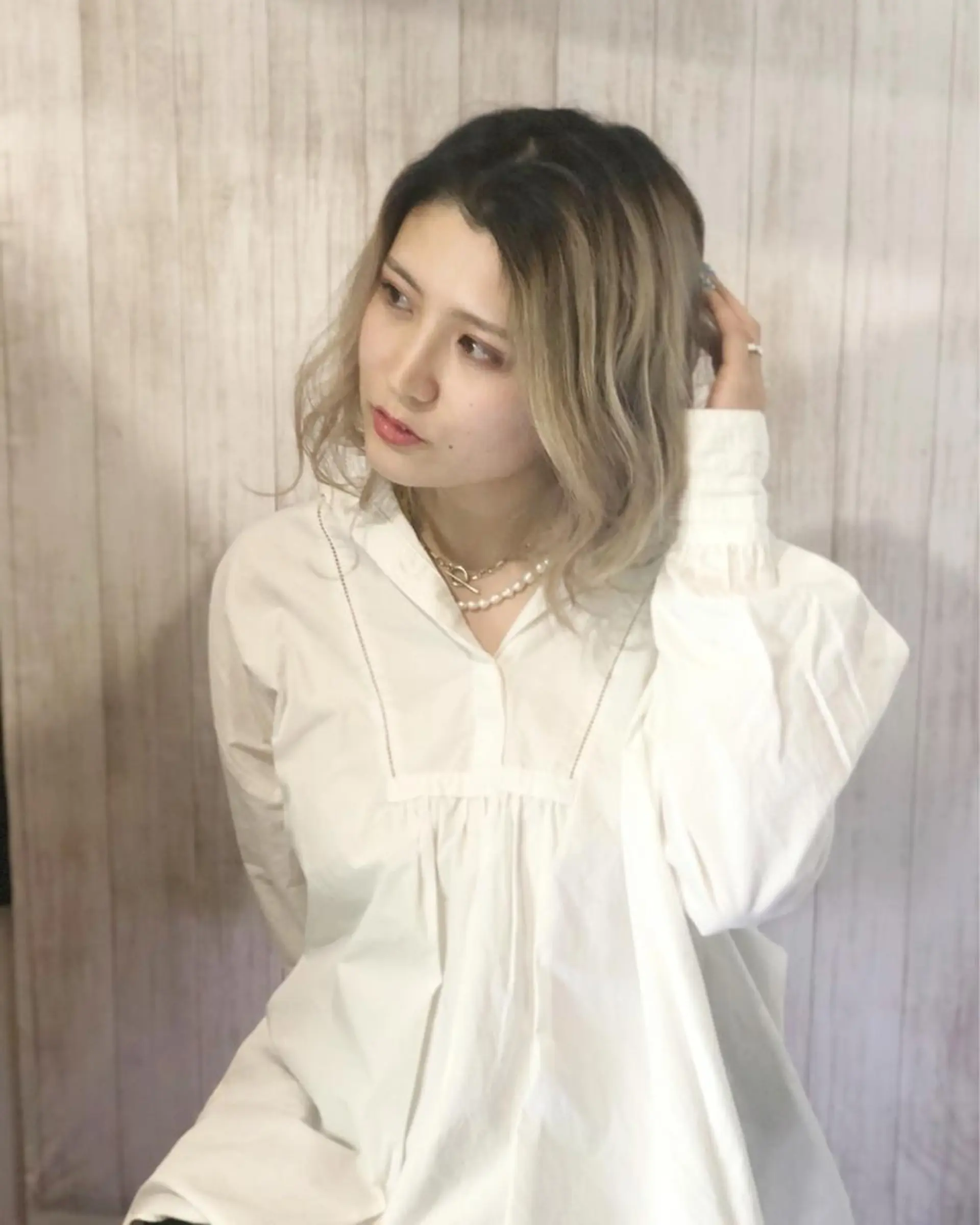 ミディアム カット ヘアカラー パーマ 石沢 知康のヘアスタイル