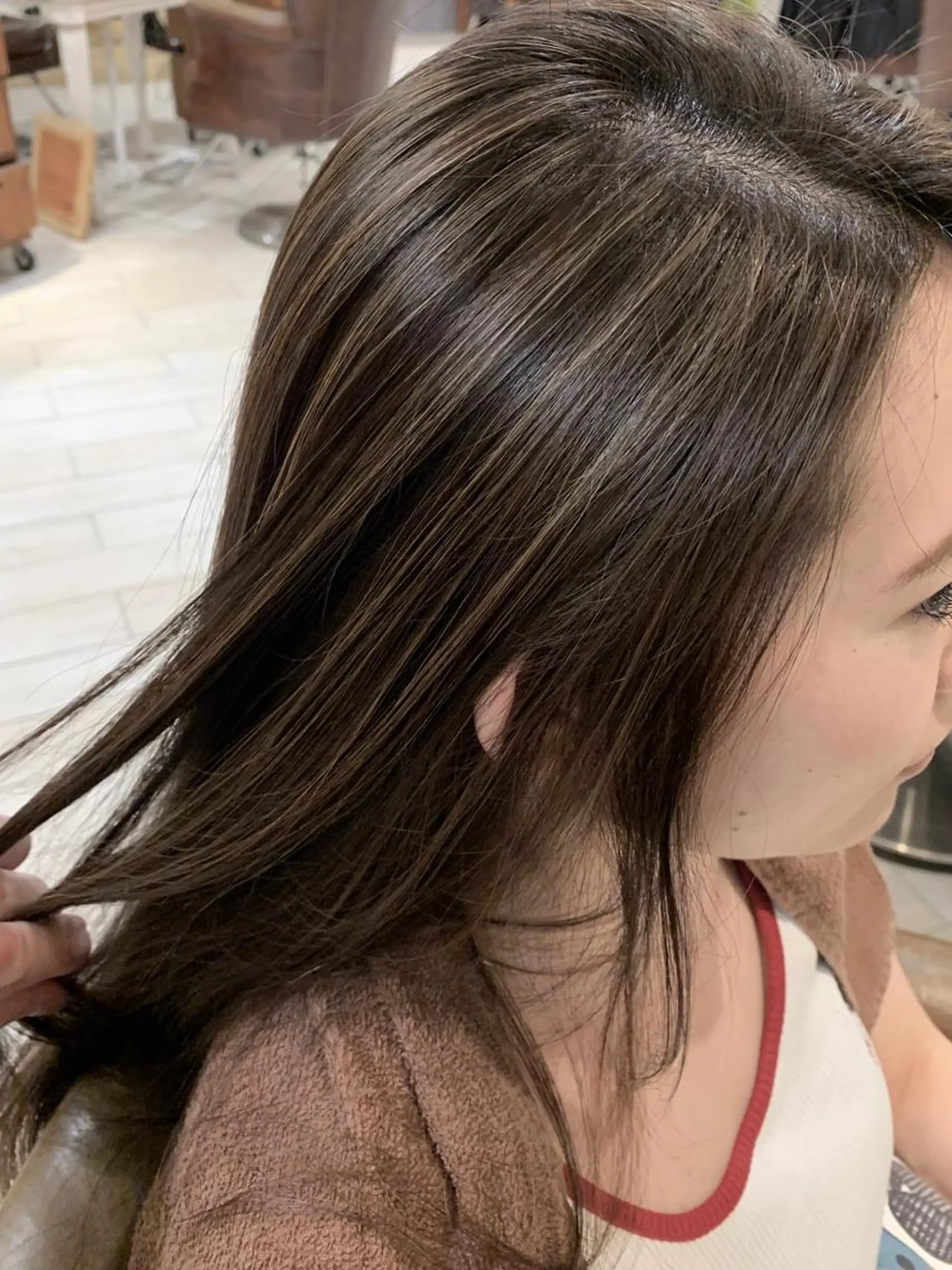 ロング カラー パーマ ヘアアレンジ 増渕 駿介のヘアスタイル