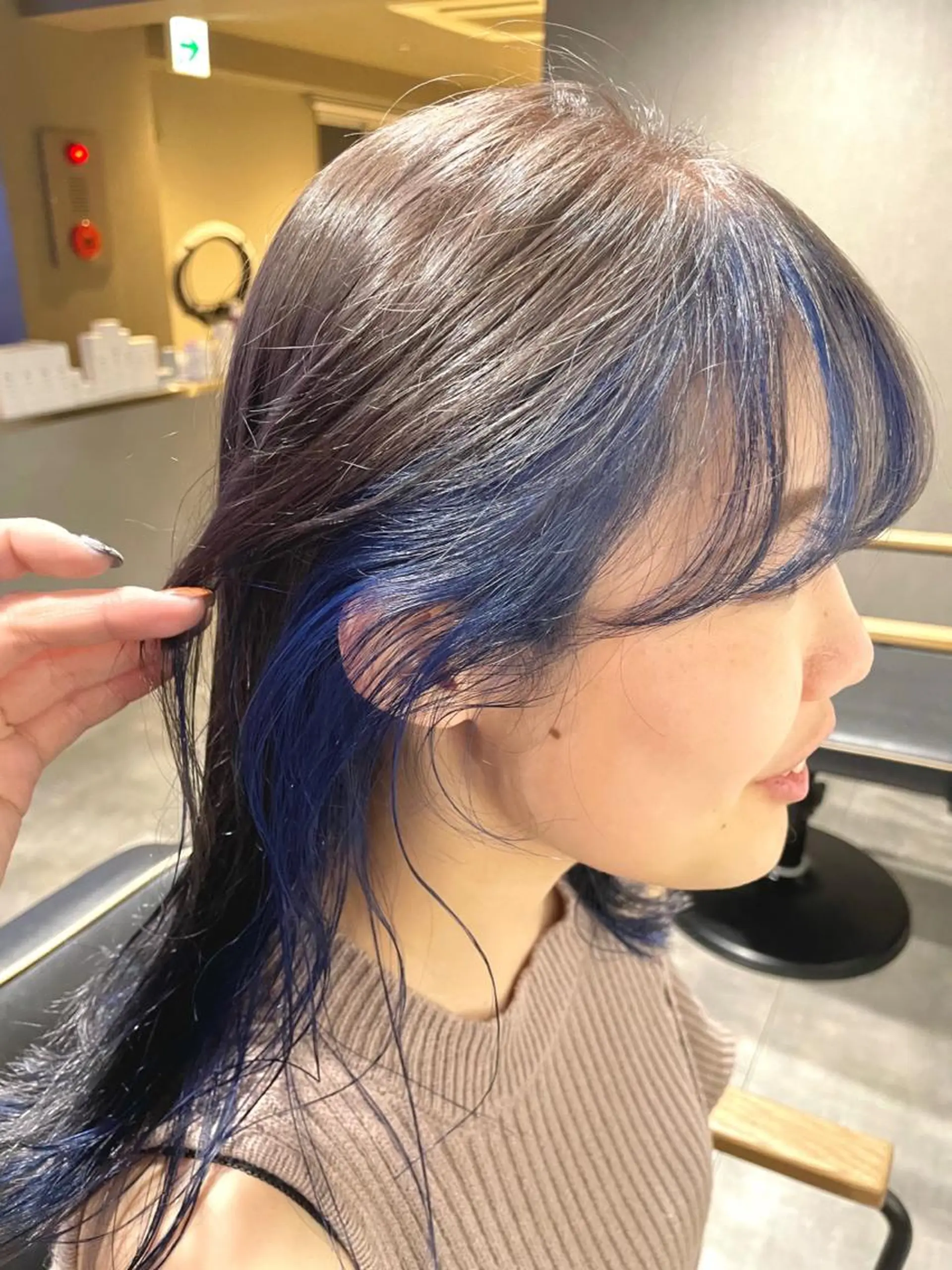 ミディアム カラー ブルーカラー グレージュ ヘアカラー トリートメント パーマ、ストパー モデル募集、ちはるのヘアスタイル