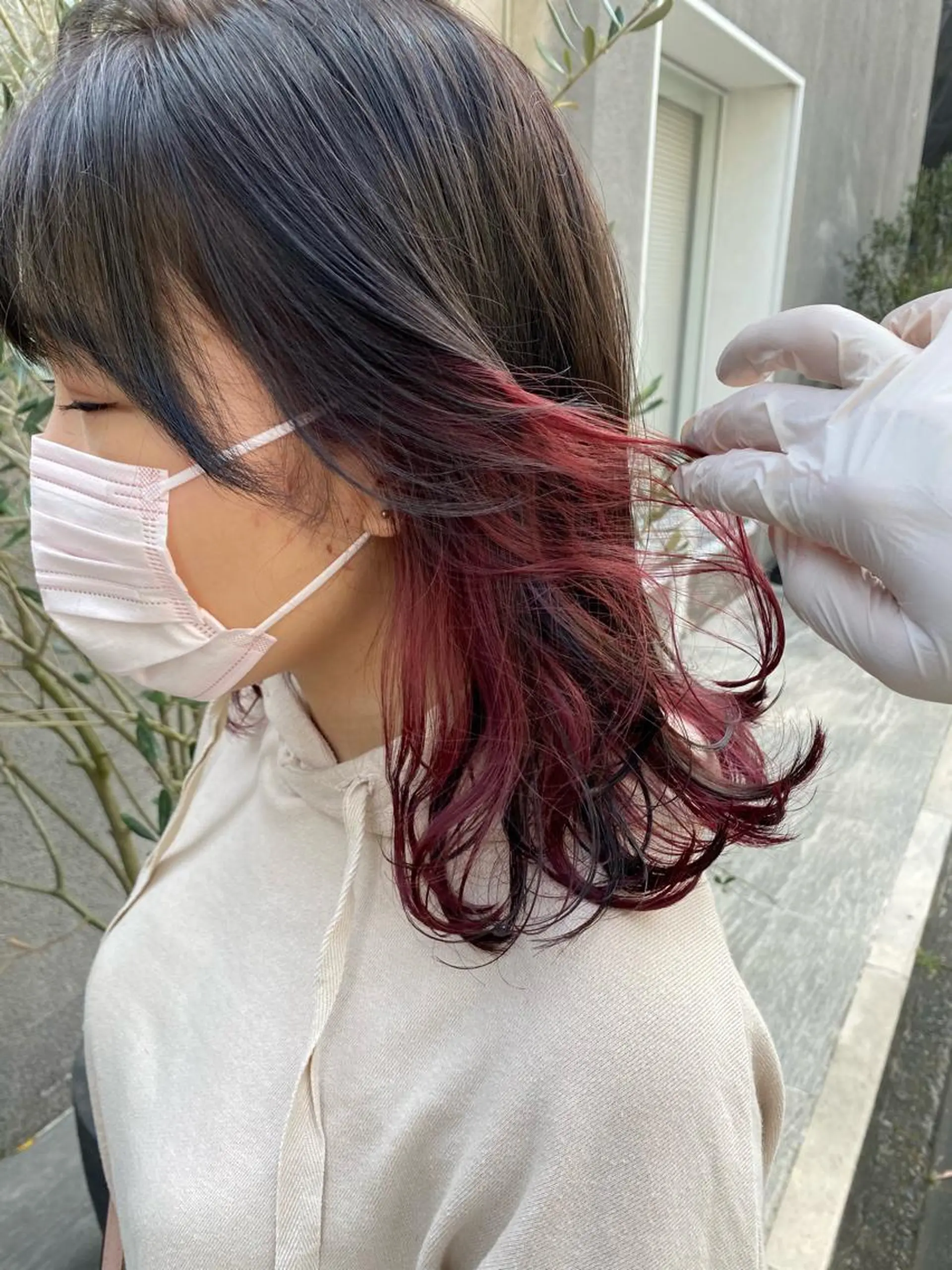 ミディアム カラー 赤み消し韓国ヘア レイヤー縮毛🤍渡邉のヘアスタイル