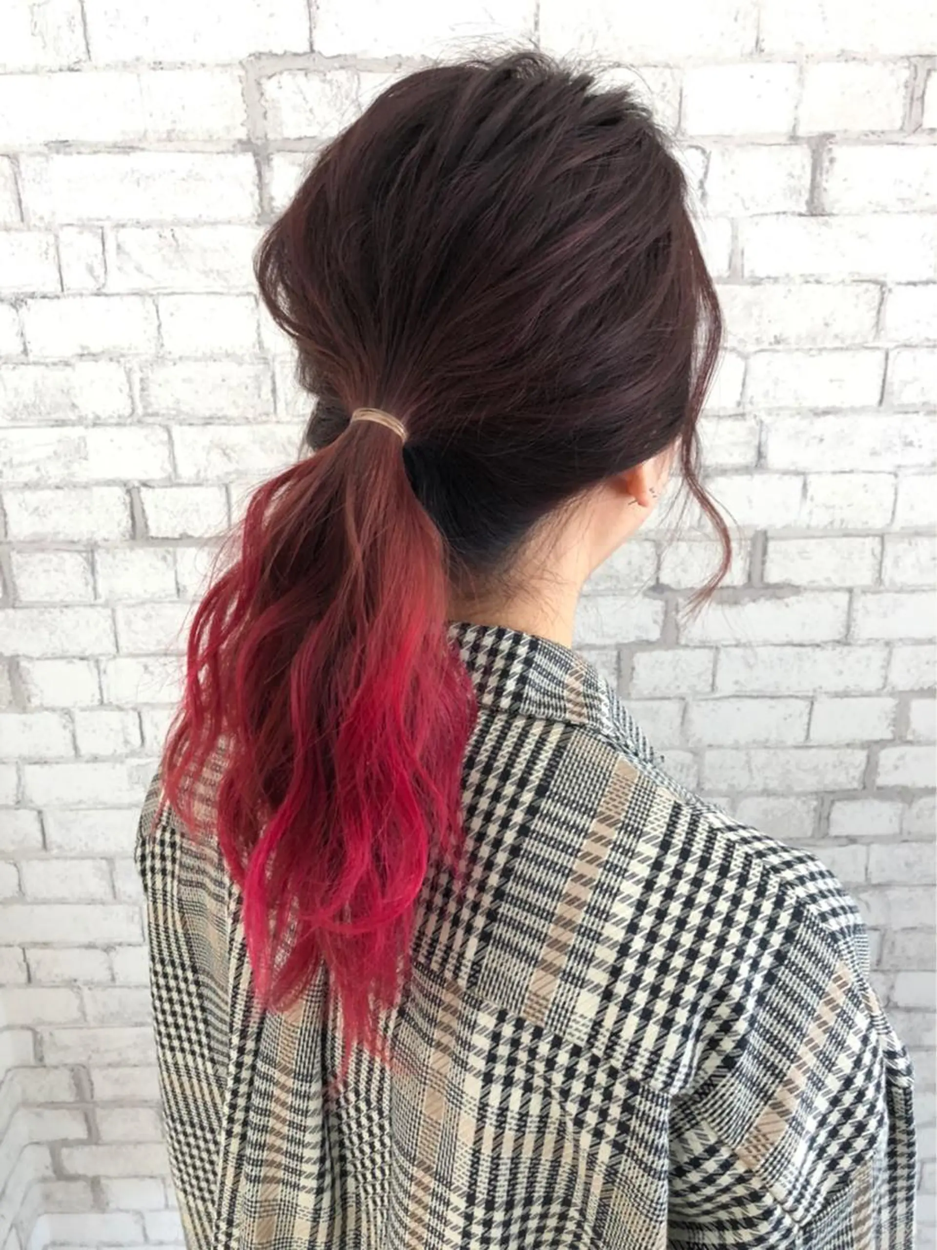 ミディアム カラー ヘアアレンジ ブリーチなし艶カラー 東家のヘアスタイル