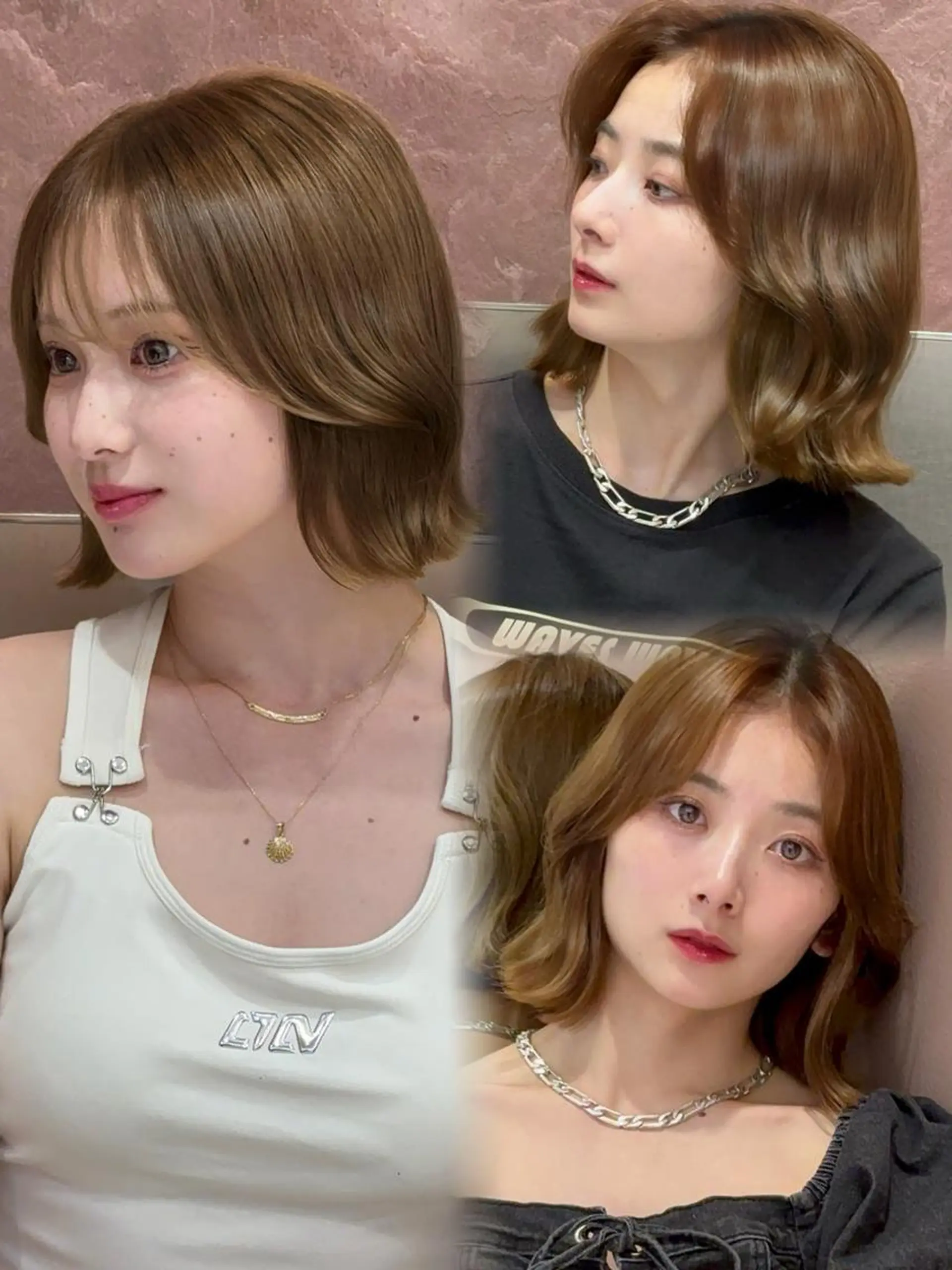 ミディアム カット 縮毛矯正 トリートメント ロンドガーネット /髪質改善/レイヤーのヘアスタイル