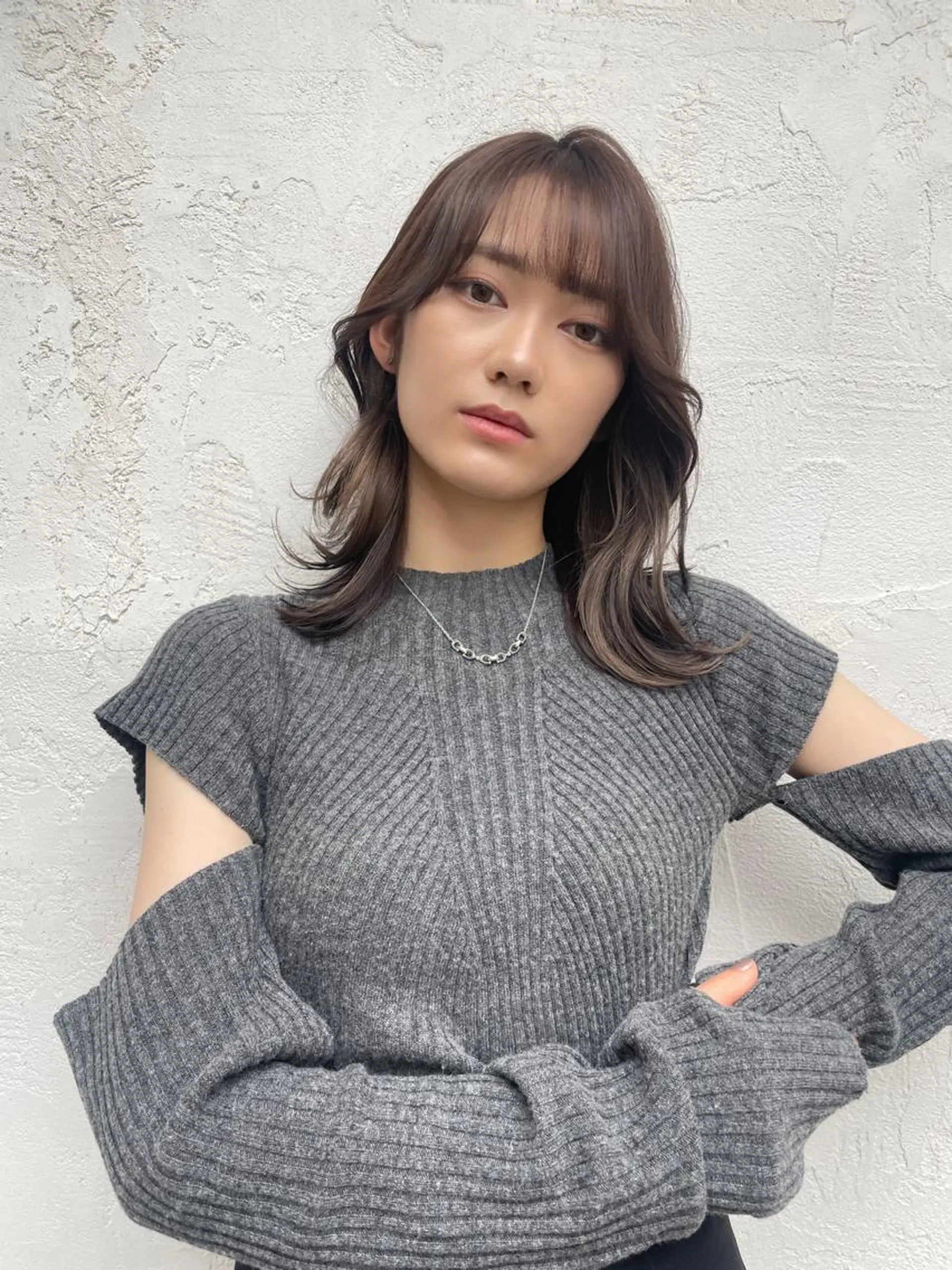 セミロング カラー 顔周りカット× 髪質改善【リョウ】のヘアスタイル