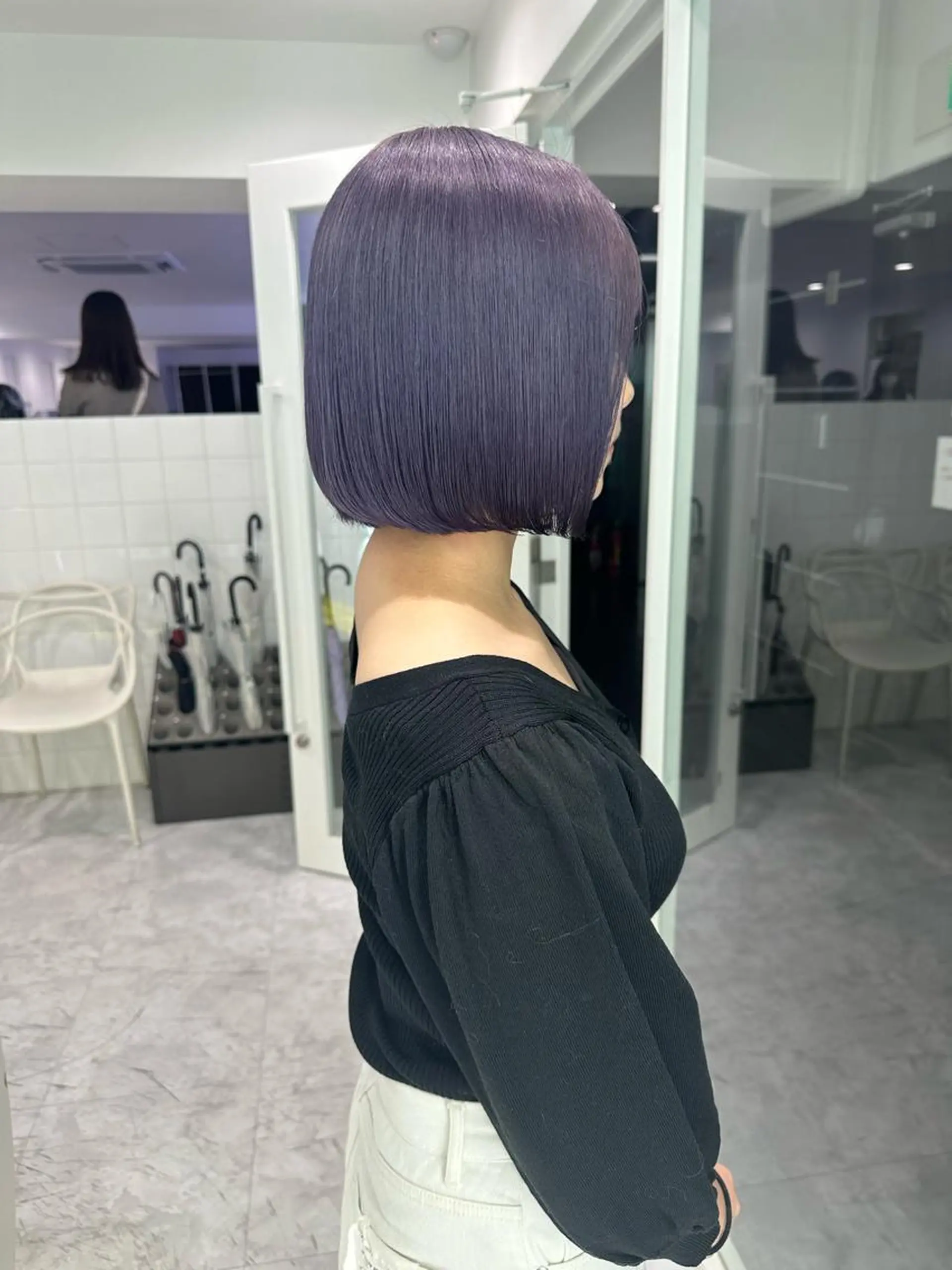 ショート カラー アッシュ ミストバング ベージュカラー 黒髪 ブリーチ 🪞ハイトーン🪞 🤍waka🤍のヘアスタイル